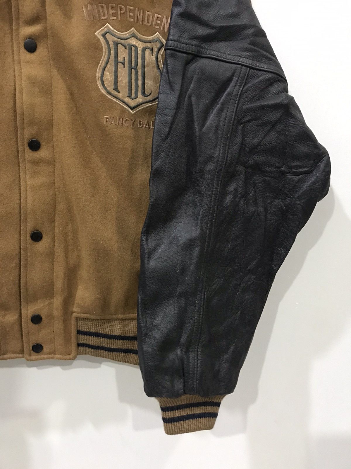 Japanese Brand Vintage FANCY BALL Leather Sleeve Varsity Jacket Size US XL / EU 56 / 4 - 6 Thumbnail