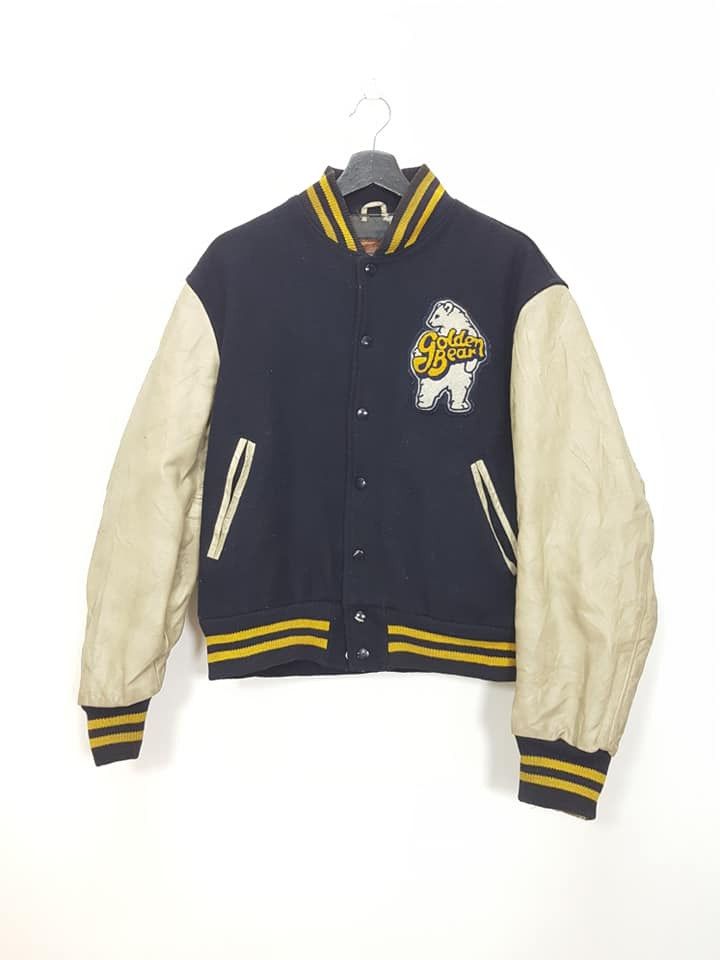 Golden Bear Vtg. Golden Bear Quilted Leather Wool Varsity Jacket Size US L / EU 52-54 / 3 - 3 Thumbnail