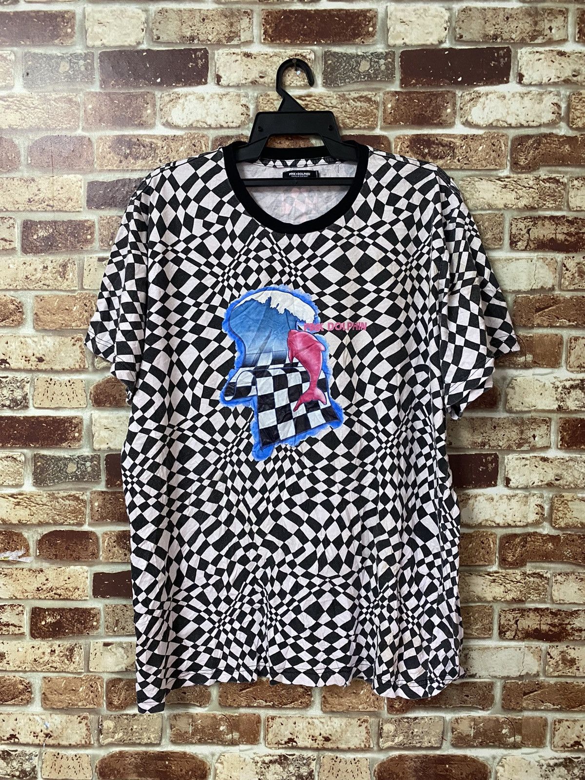 image of Pink Dolphin T-Shirt in Black/White, Men's (Size 2XL)