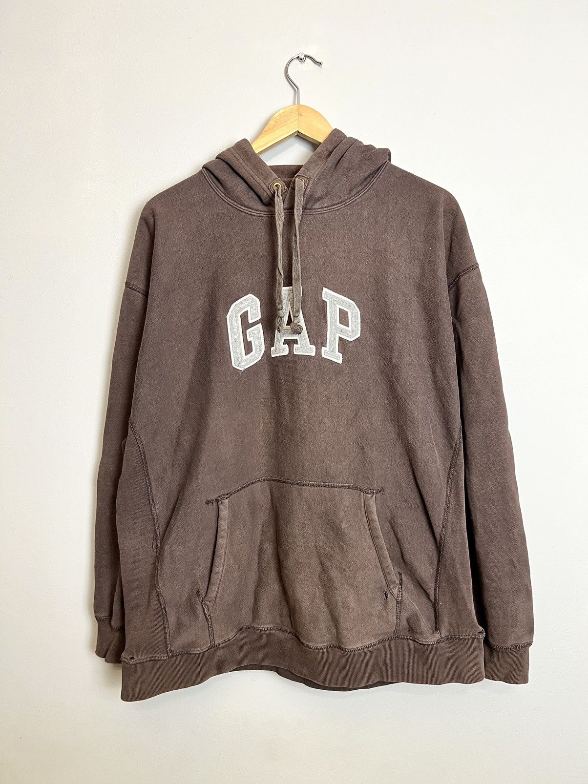 Gap Rare Vintage Y2K Gap Brown Washed Hoodie Travis Scott Vibe Size US L / EU 52-54 / 3 - 1 Thumbnail