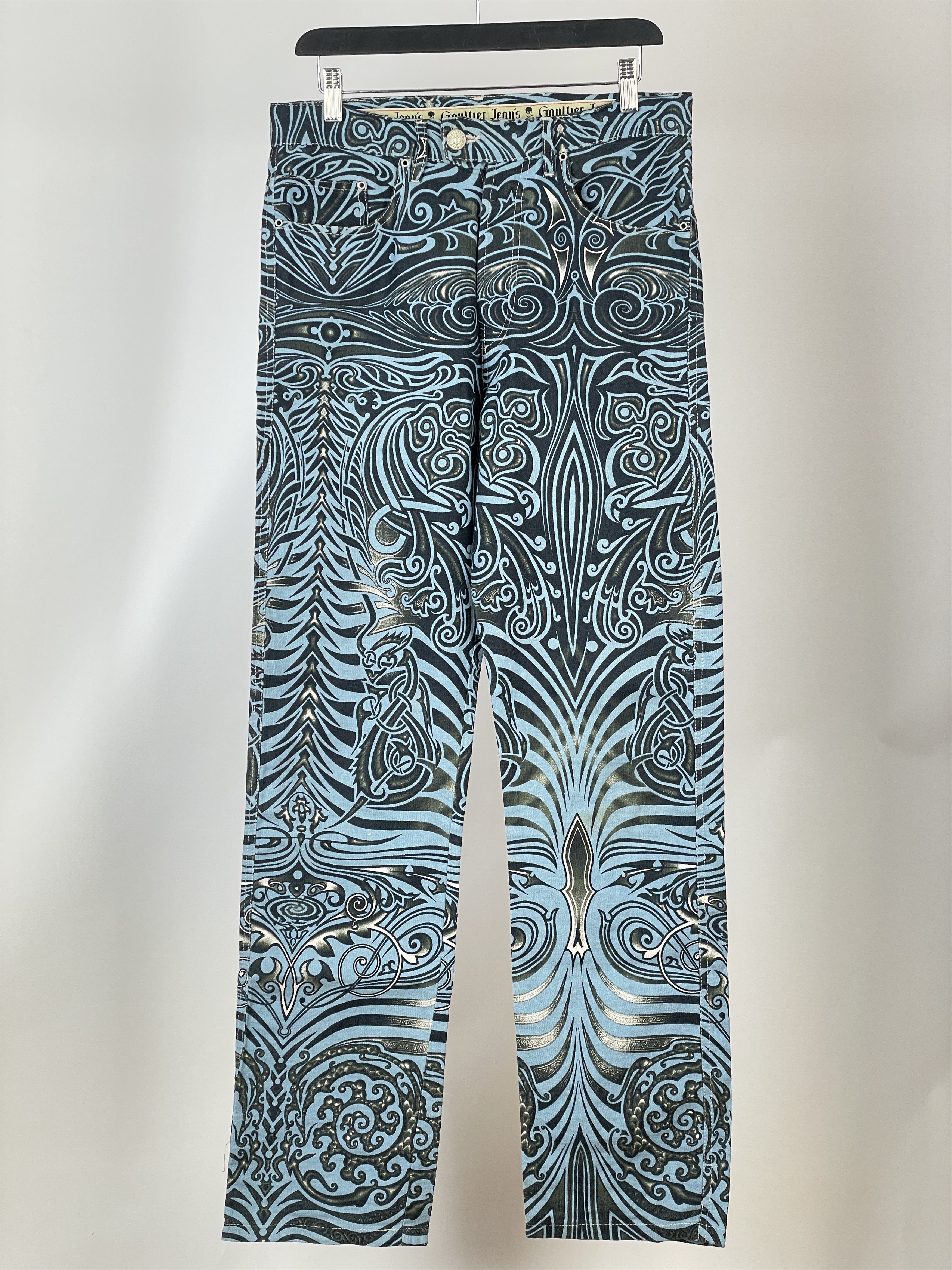 Jean Paul Gaultier SS96 Maori Tribal-Tattoo Denim Jeans