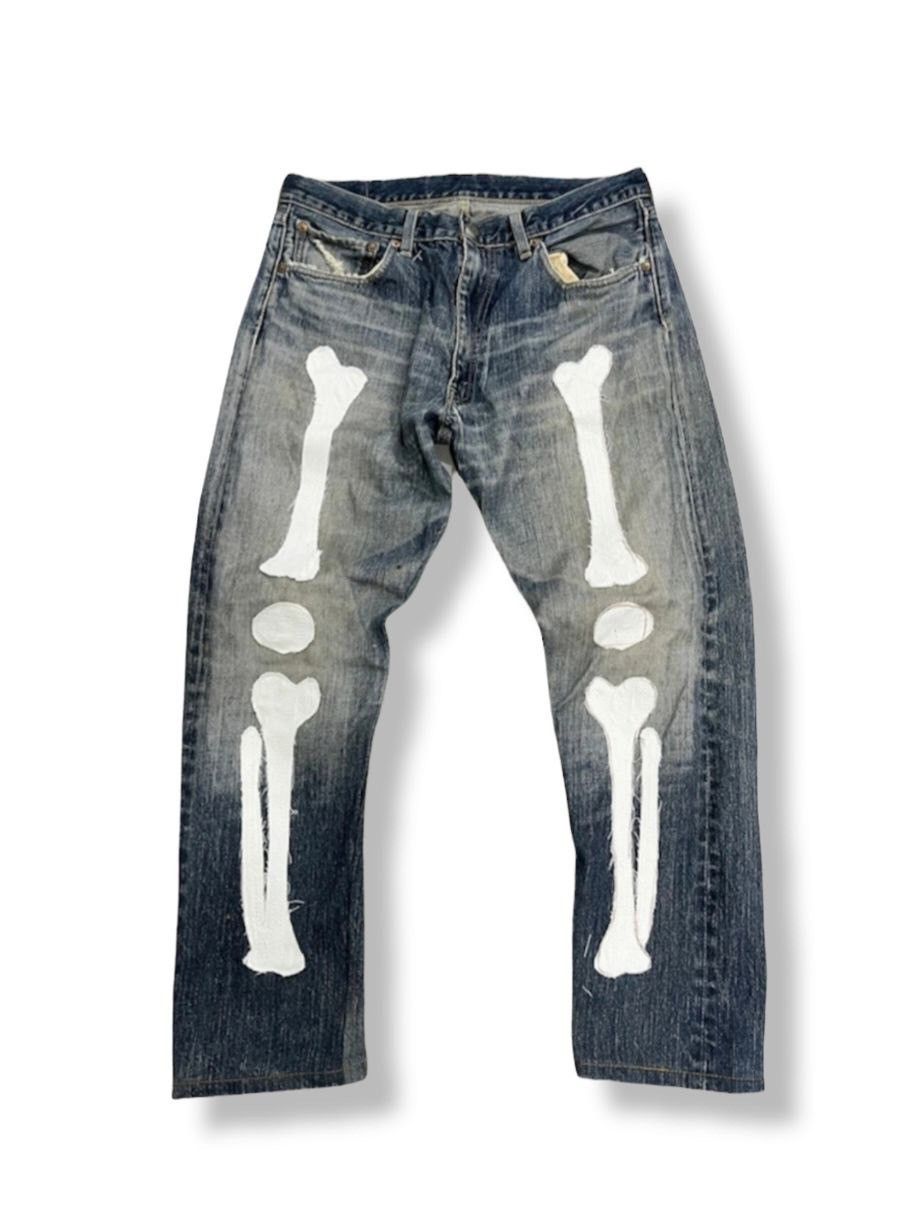 Levi's × Vintage Vintage LEVIS 510 Custom Skeleton Okagilly Patchworks Size US 34 / EU 50 - 1 Thumbnail