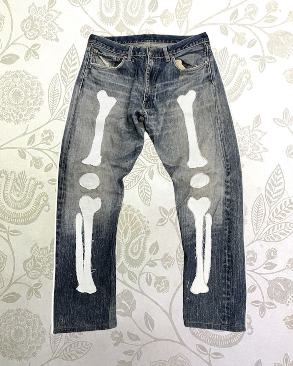 Levi's × Vintage Vintage LEVIS 510 Custom Skeleton Okagilly Patchworks Size US 34 / EU 50 - 15 Thumbnail