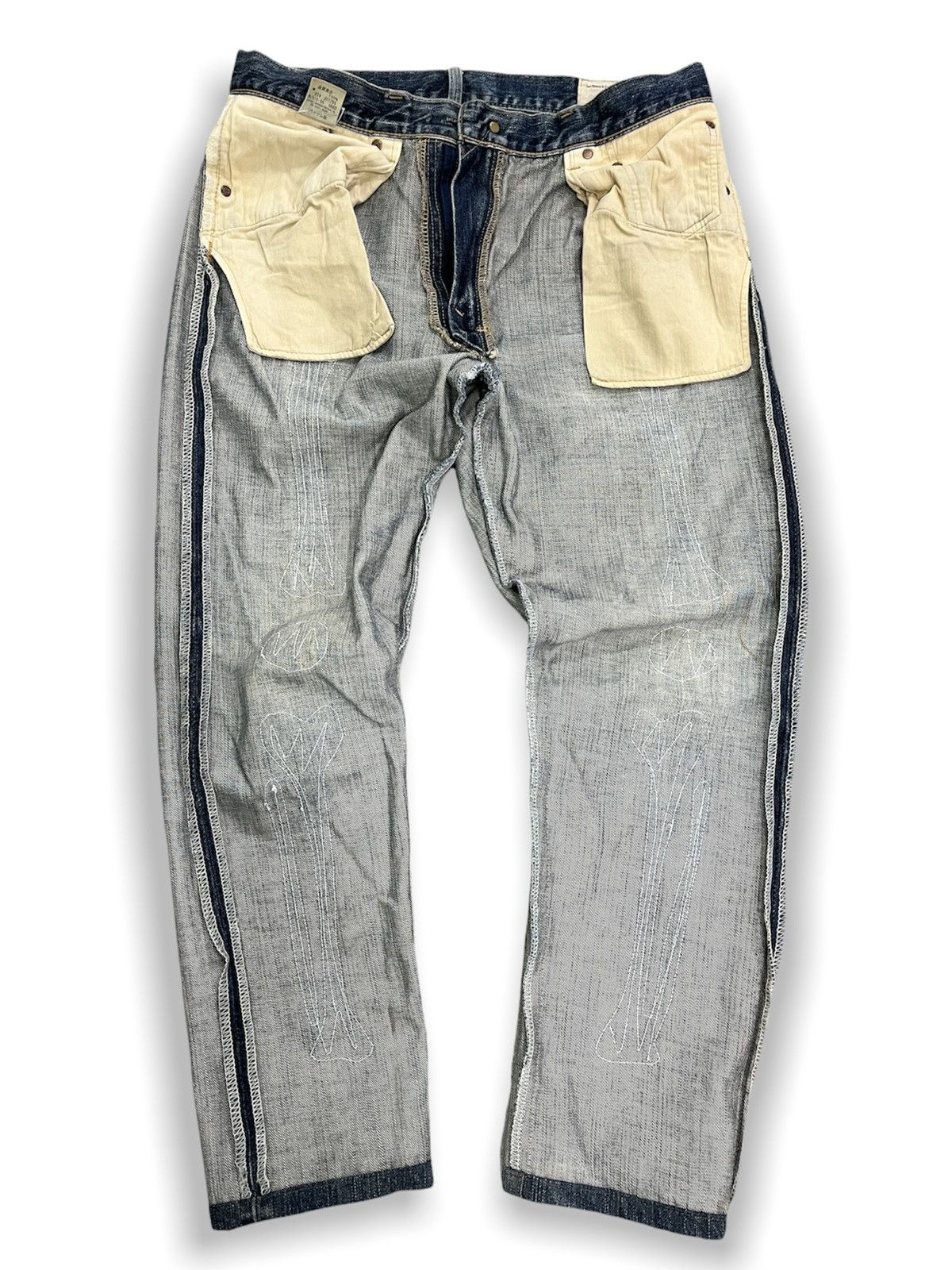 Levi's × Vintage Vintage LEVIS 510 Custom Skeleton Okagilly Patchworks Size US 34 / EU 50 - 11 Thumbnail