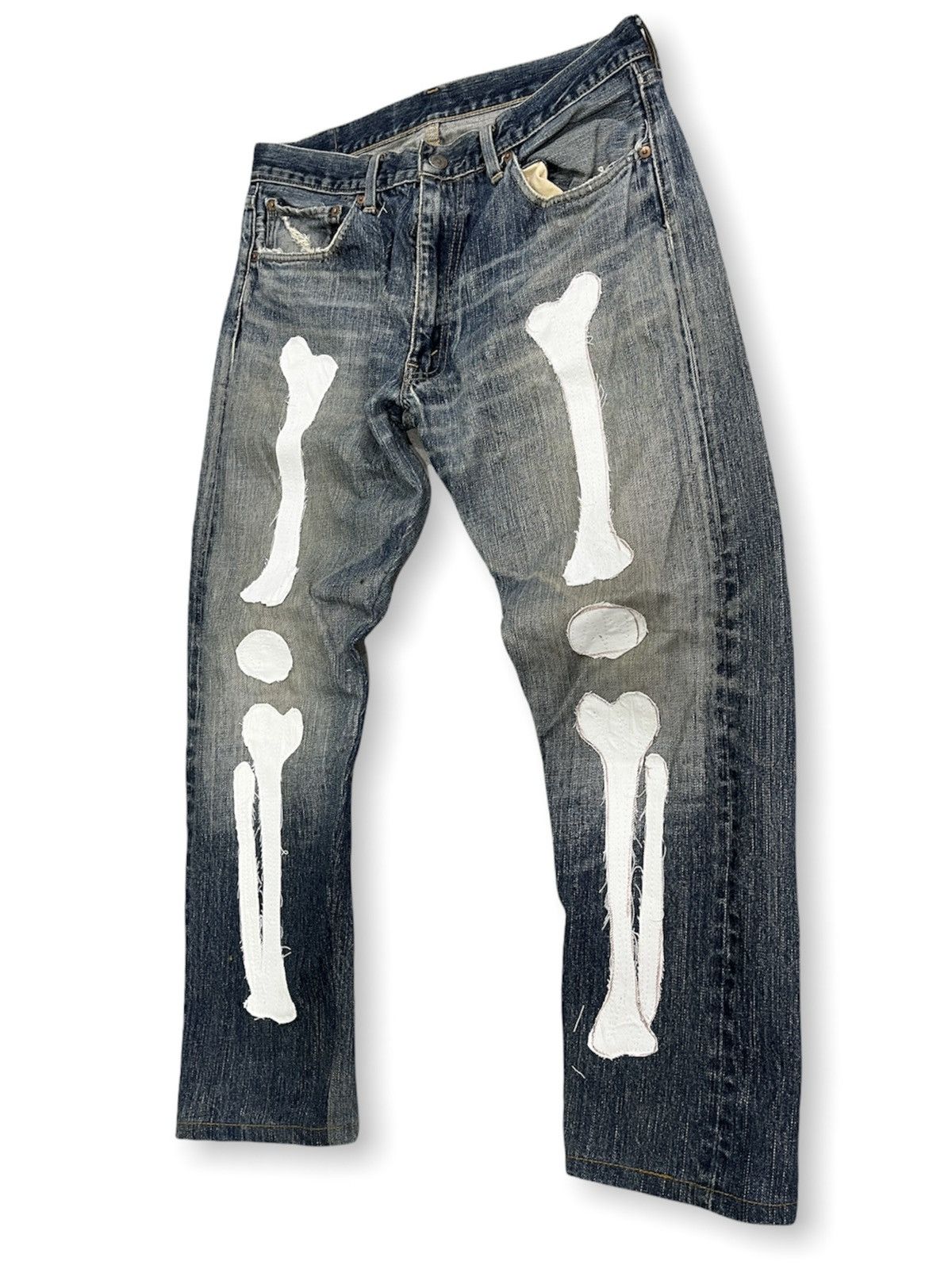 Levi's × Vintage Vintage LEVIS 510 Custom Skeleton Okagilly Patchworks Size US 34 / EU 50 - 5 Thumbnail