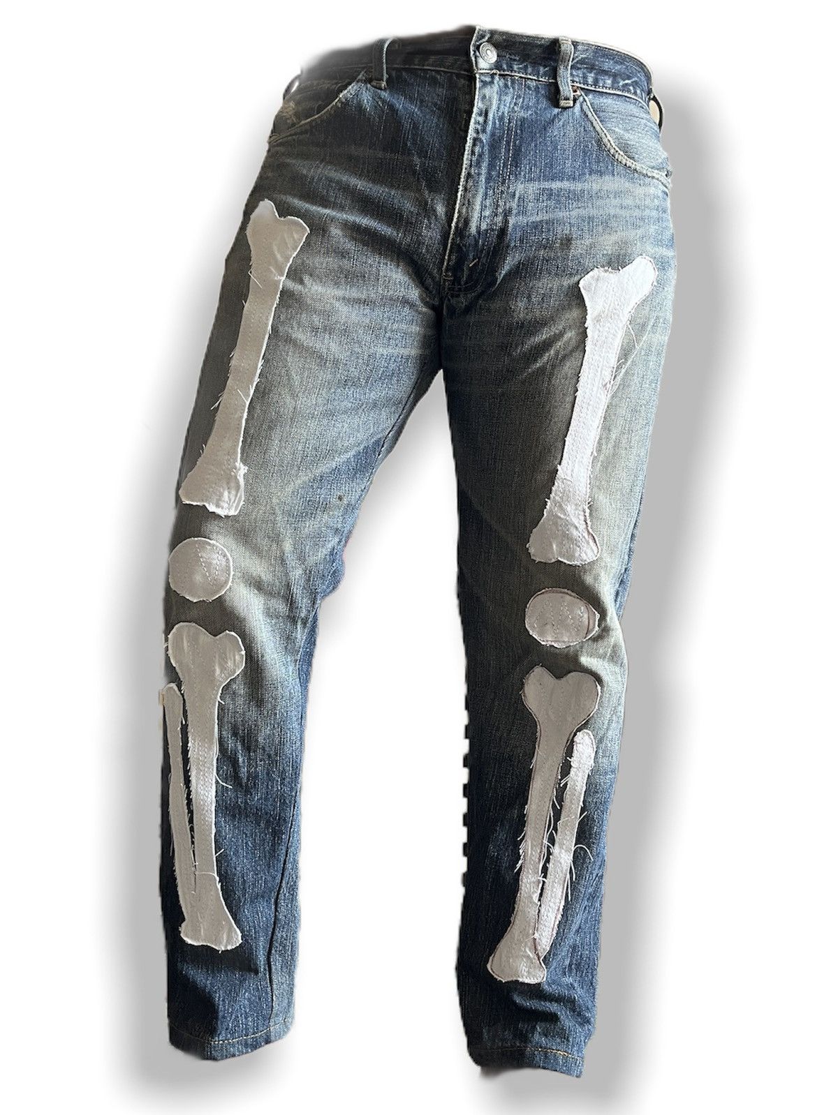 Levi's × Vintage Vintage LEVIS 510 Custom Skeleton Okagilly Patchworks Size US 34 / EU 50 - 12 Thumbnail