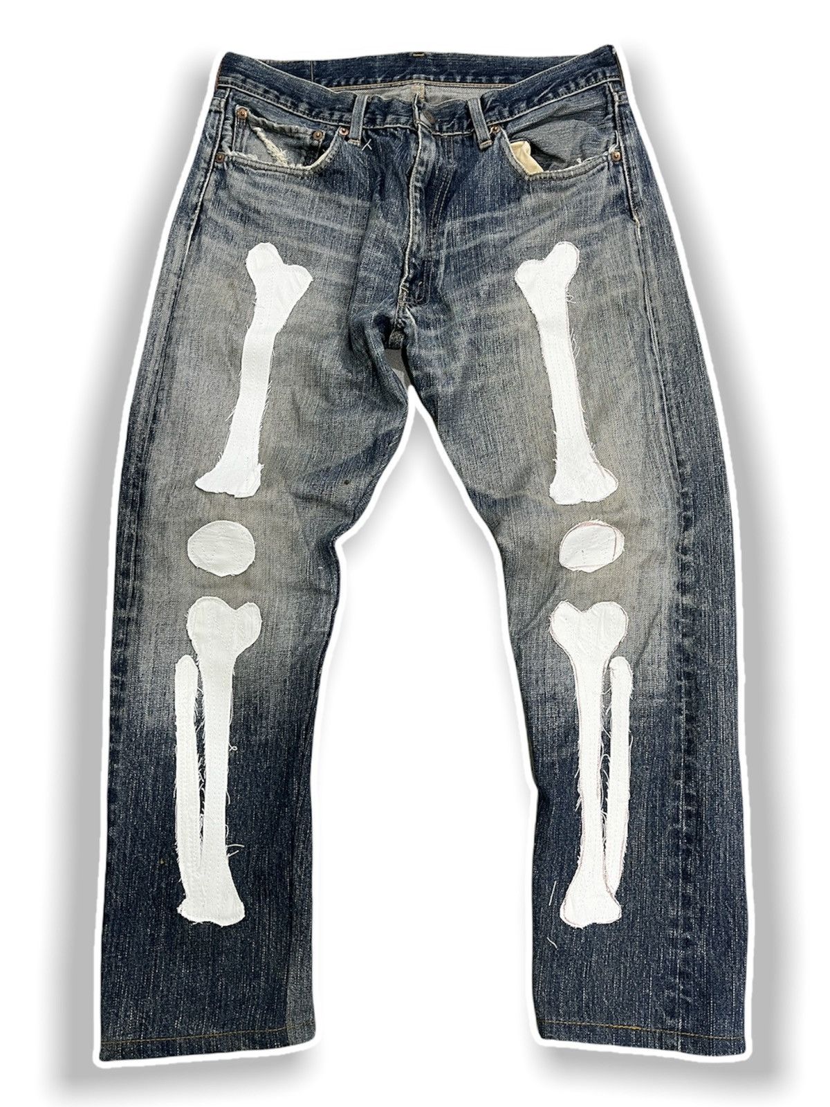 Levi's × Vintage Vintage LEVIS 510 Custom Skeleton Okagilly Patchworks Size US 34 / EU 50 - 13 Thumbnail