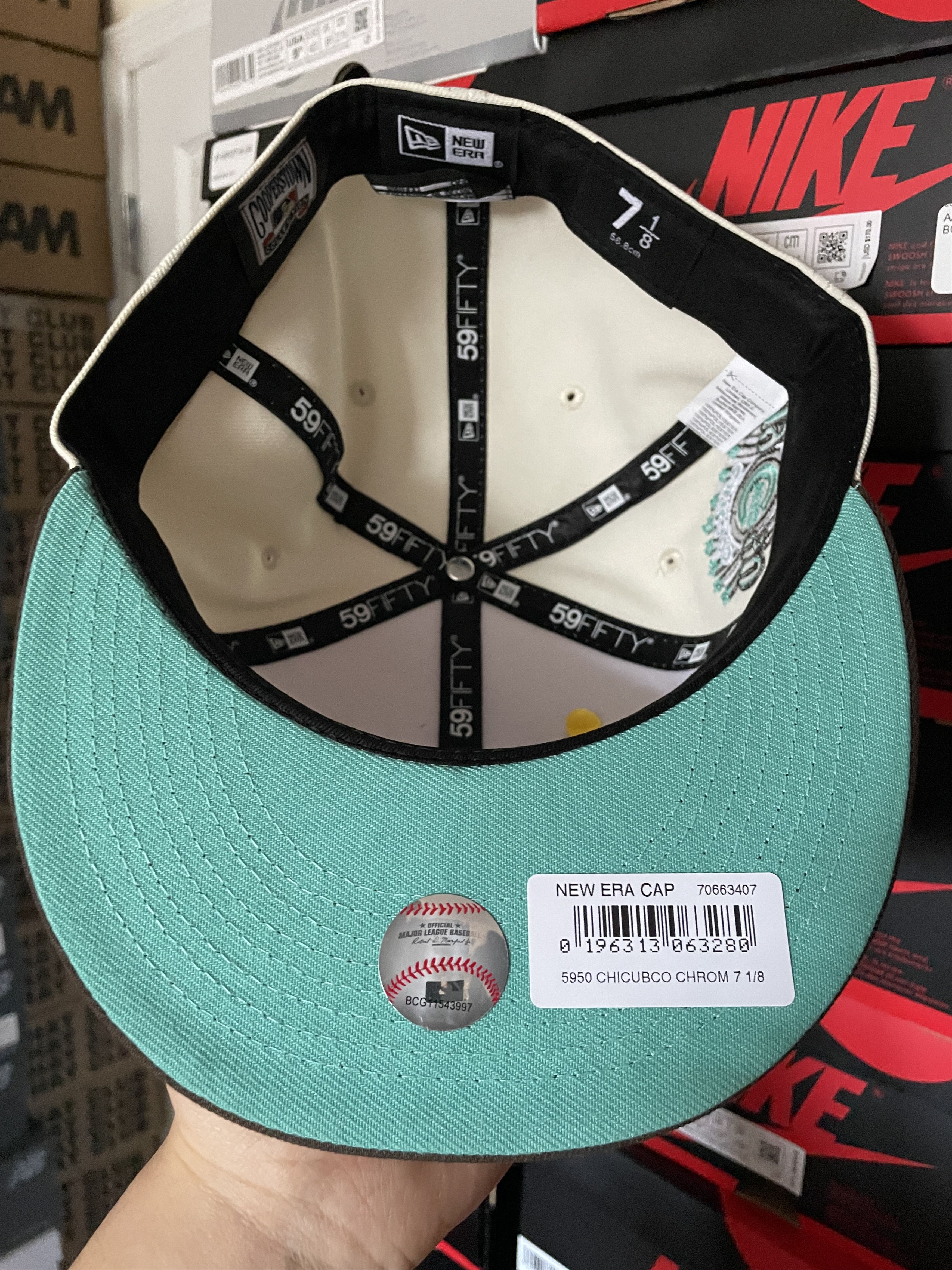 MLB × New Era White Brown Mint Chicago Cubs 7 1/8 Two 2 Tone 1990 ASG Fam Size ONE SIZE - 6 Thumbnail