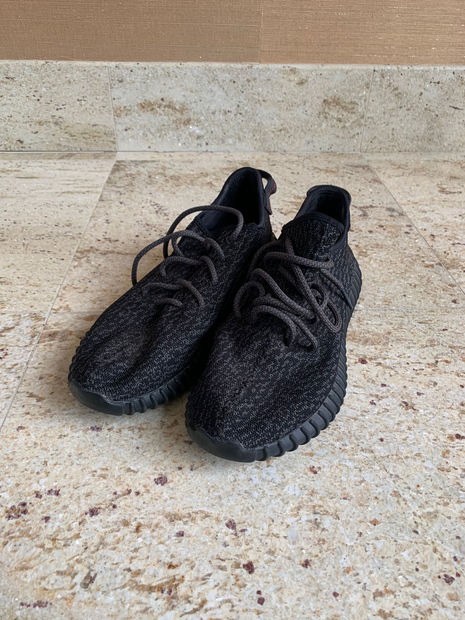 image of Adidas x Kanye West 350 Boost Sneakers In Black, Men's (Size 11)