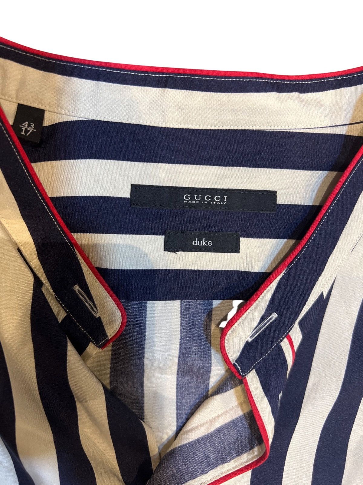 Gucci GUCCI DUKE STRIPED MANDARIN COLLAR SHIRT Size US XL / EU 56 / 4 - 3 Thumbnail