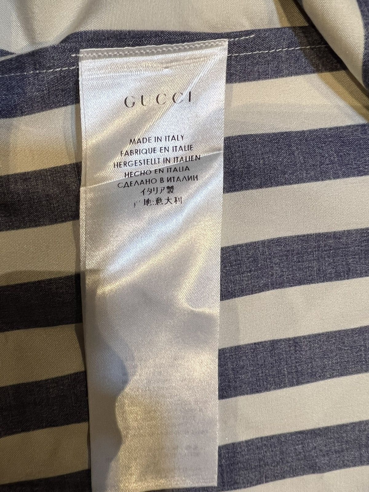 Gucci GUCCI DUKE STRIPED MANDARIN COLLAR SHIRT Size US XL / EU 56 / 4 - 4 Thumbnail