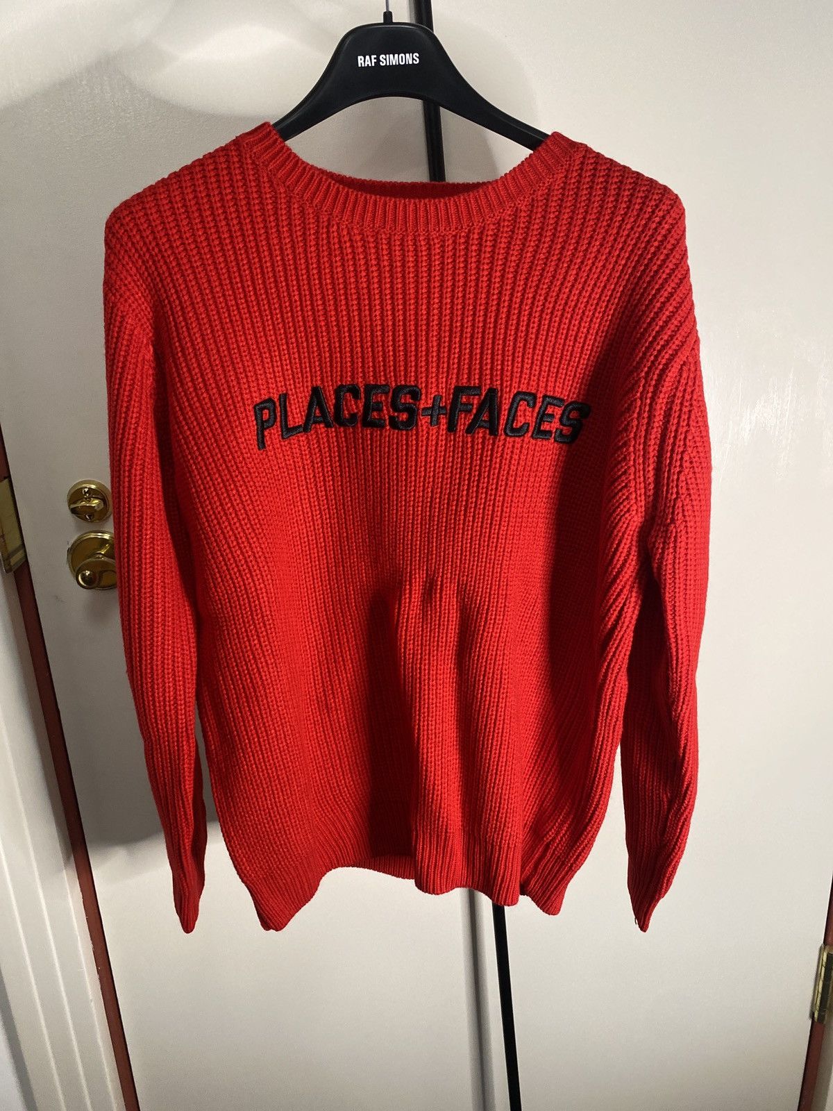image of Places Faces Places + Faces Knitted Sweater in Red, Men's (Size Small)