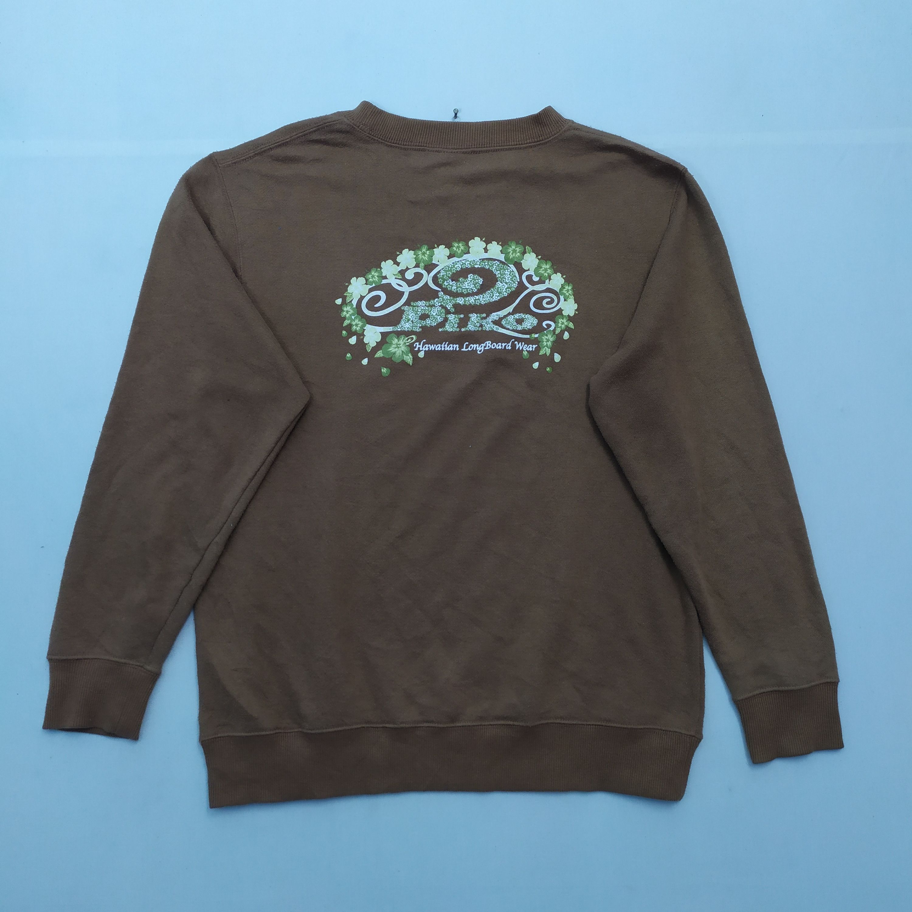 image of Hawaii Blues x Hawaiian Shirt Vintage Piko Hawaiian Faded Sweatshirt Big Logo in Brown (Size Medium