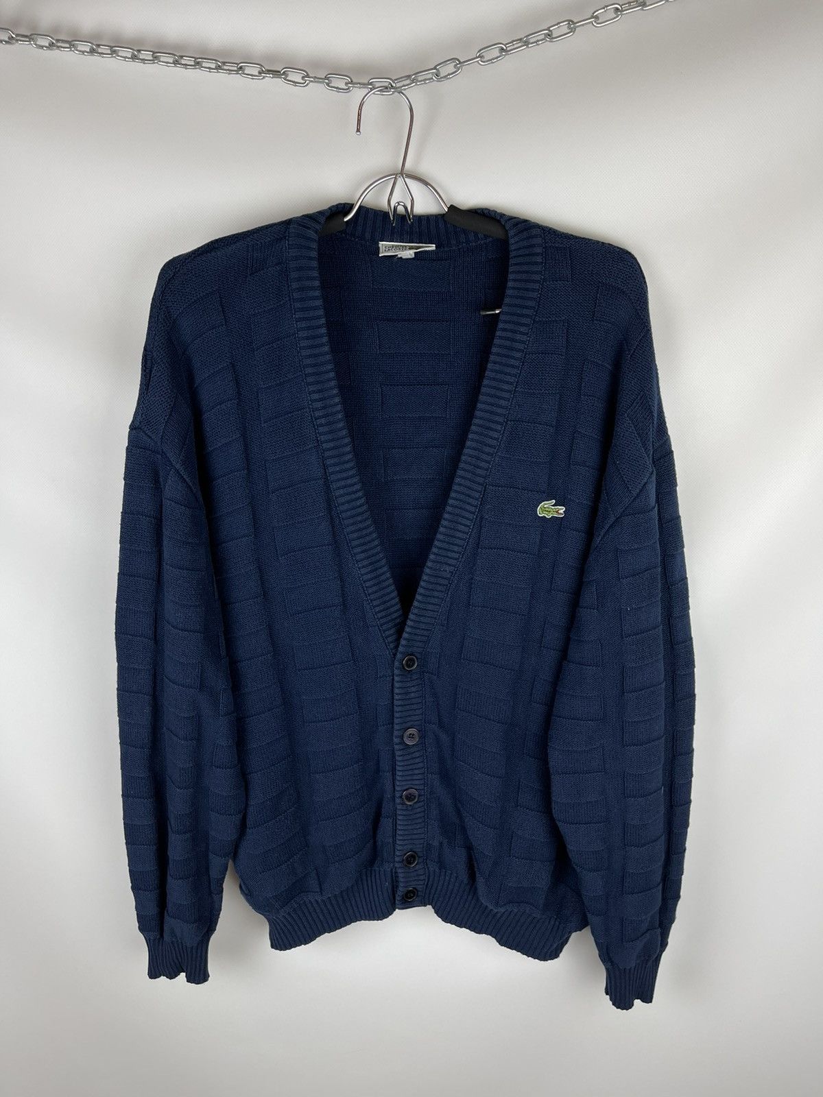 Lacoste Chemise Lacoste vintage blue knit cardigan sweater rare Size US XL / EU 56 / 4 - 1 Thumbnail