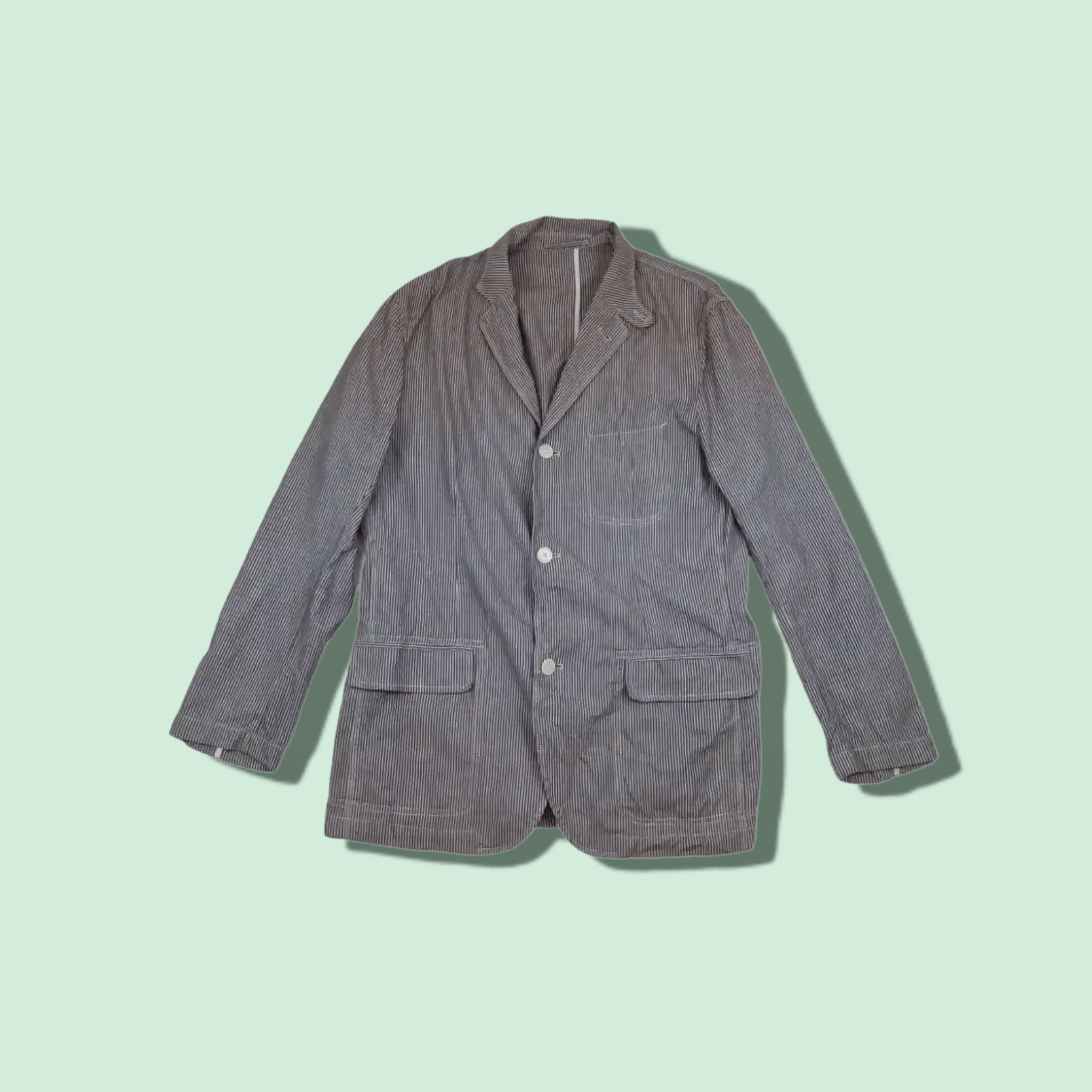 Japanese Brand Vintage UNIQLO Striped Smart Casual Blazer Coat Size US L / EU 52-54 / 3 - 1 Thumbnail
