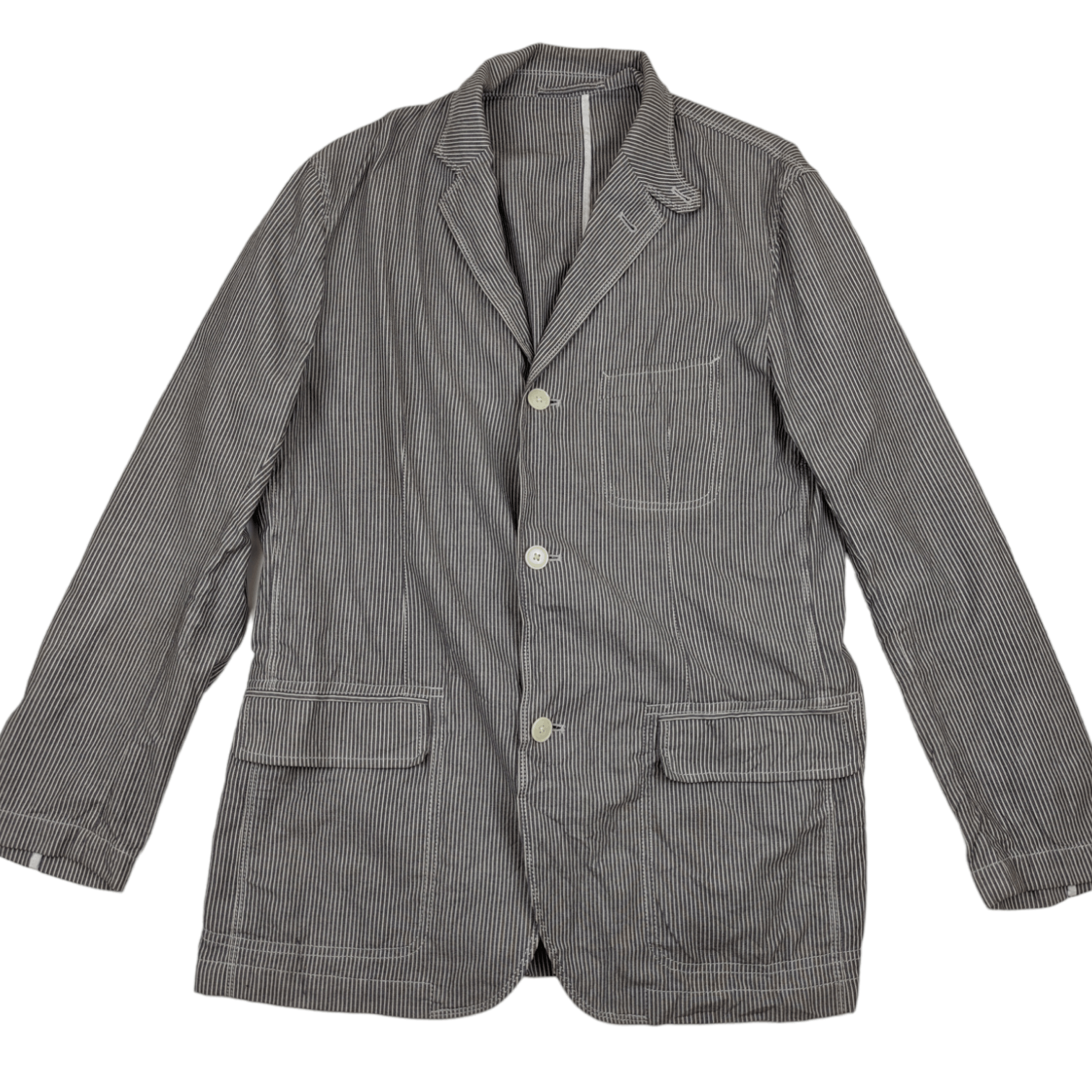 Japanese Brand Vintage UNIQLO Striped Smart Casual Blazer Coat Size US L / EU 52-54 / 3 - 2 Thumbnail