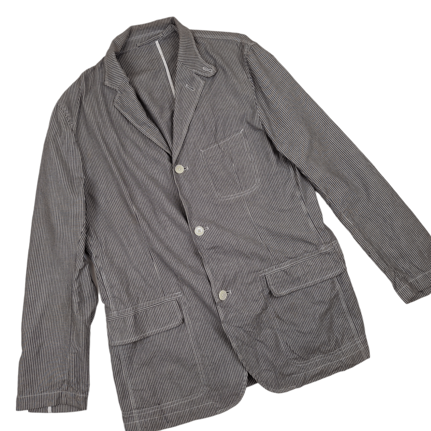 Japanese Brand Vintage UNIQLO Striped Smart Casual Blazer Coat Size US L / EU 52-54 / 3 - 3 Thumbnail