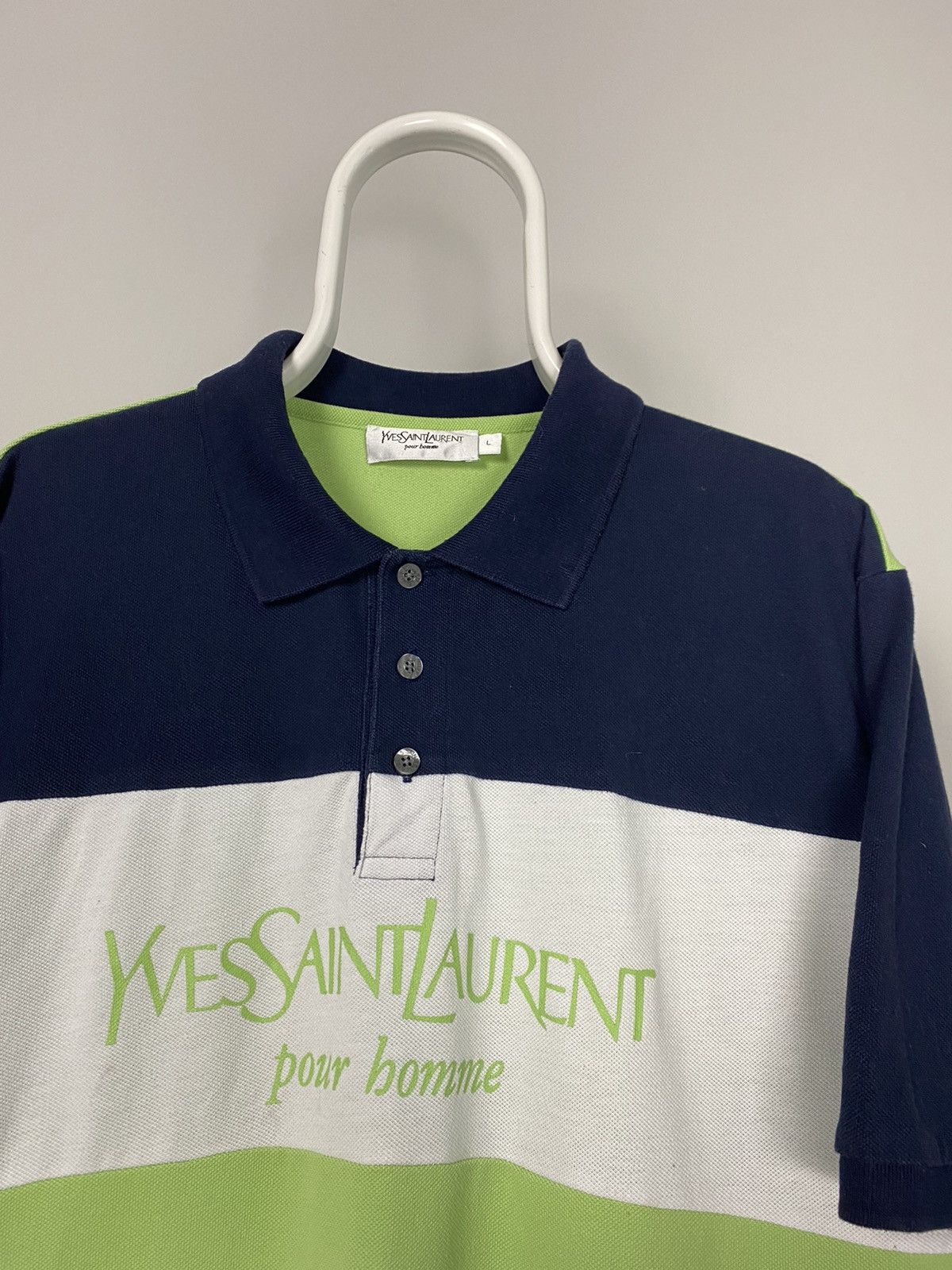 Vintage 90s Yves Saint Laurent vintage spell out polo T-shirt YSL Size US L / EU 52-54 / 3 - 2 Thumbnail