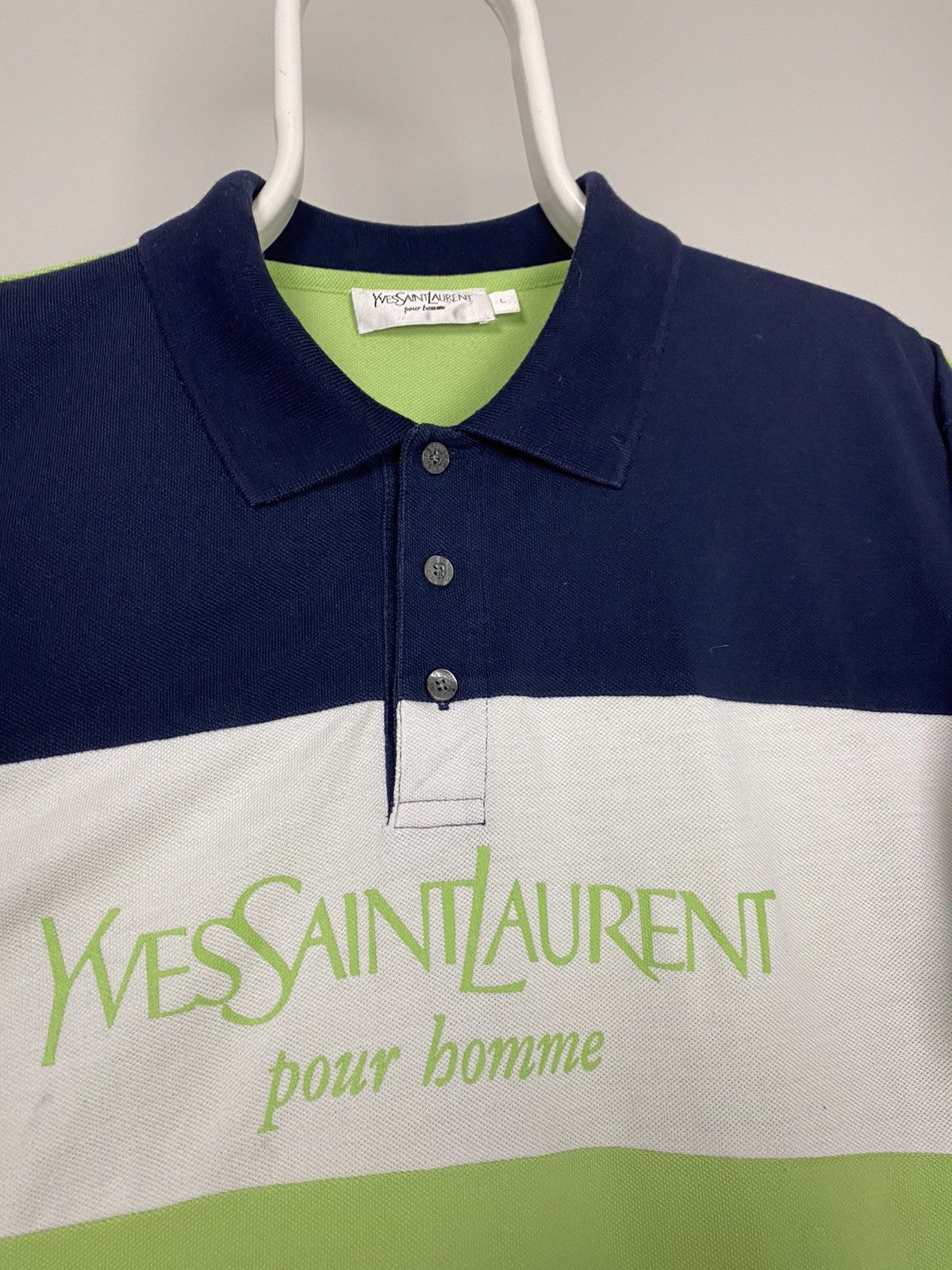 Vintage 90s Yves Saint Laurent vintage spell out polo T-shirt YSL Size US L / EU 52-54 / 3 - 5 Thumbnail