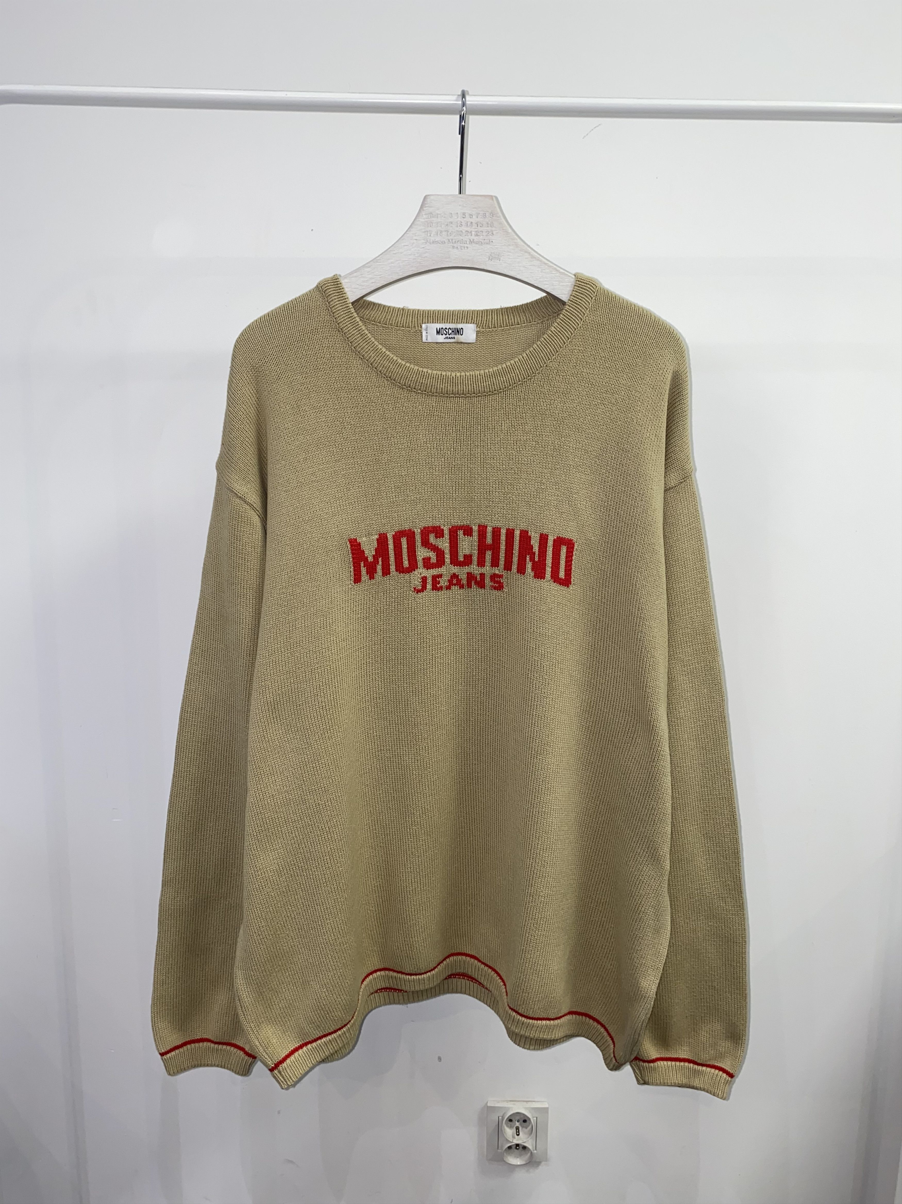 Moschino Moschino Bog Logo Beige Knitwear Beige Sweater Size US XL / EU 56 / 4 - 1 Thumbnail