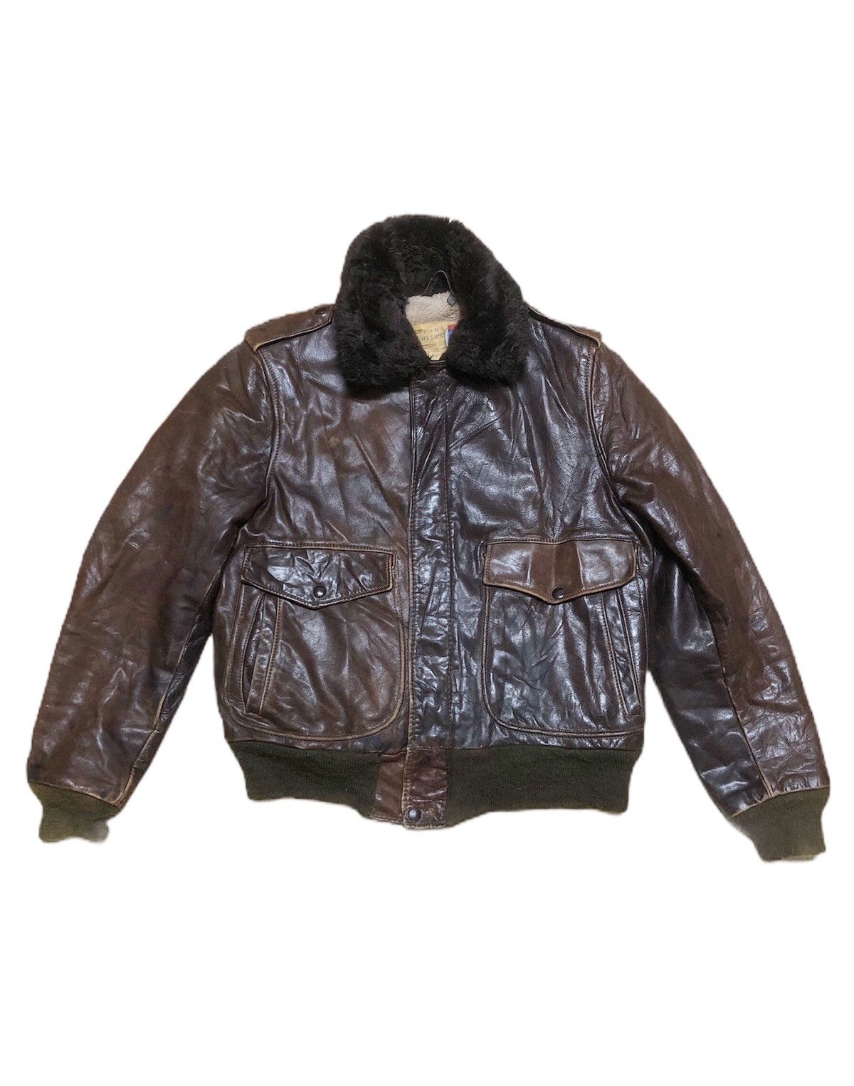 Schott 🚀Vintage 1970s Schott Flight Jacket Cockpit Military Size US M / EU 48-50 / 2 - 1 Thumbnail