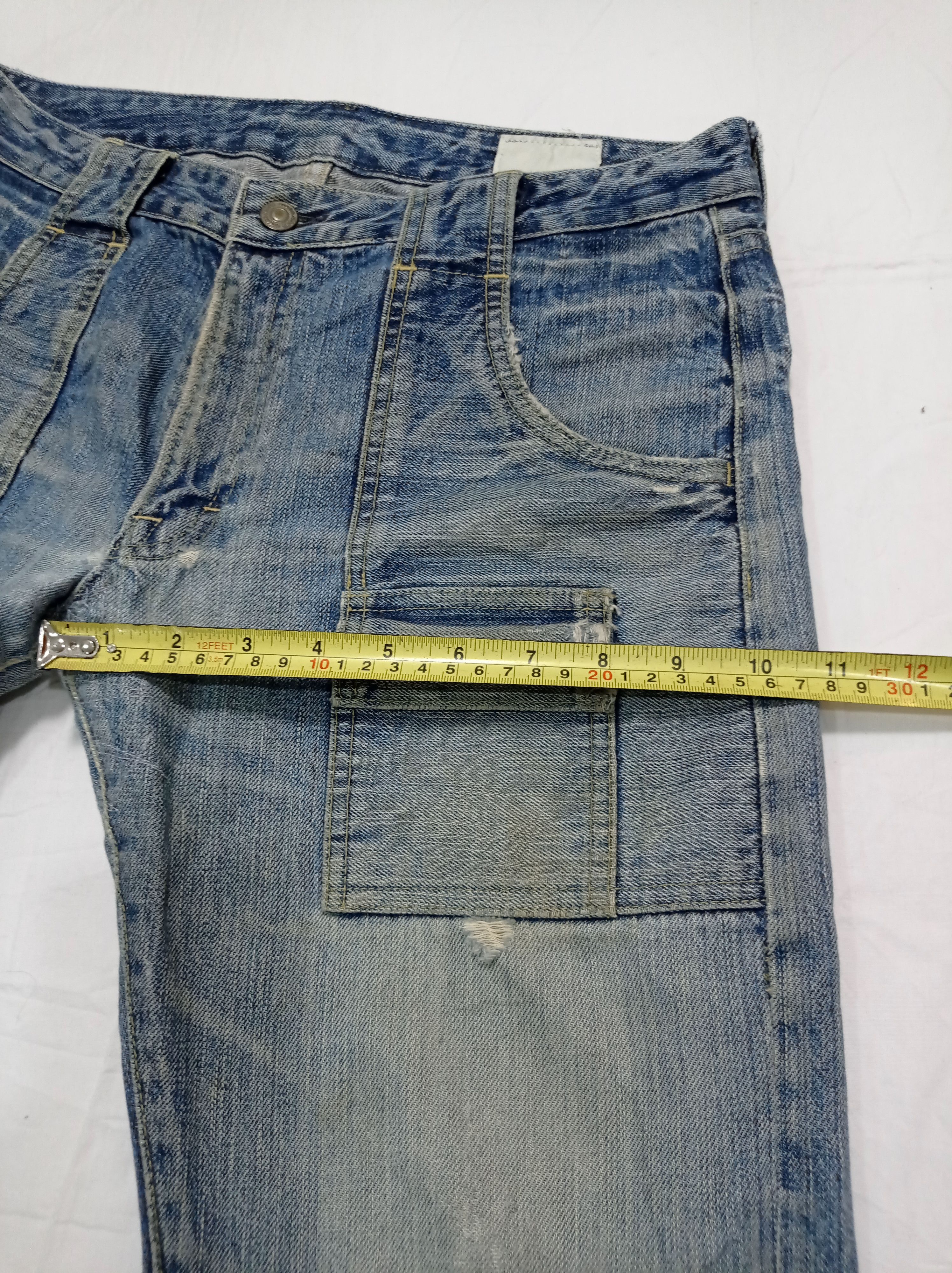 Japanese Brand Medio Quadro Flare Distressed Denim Bush Pants Size US 31 - 24 Thumbnail