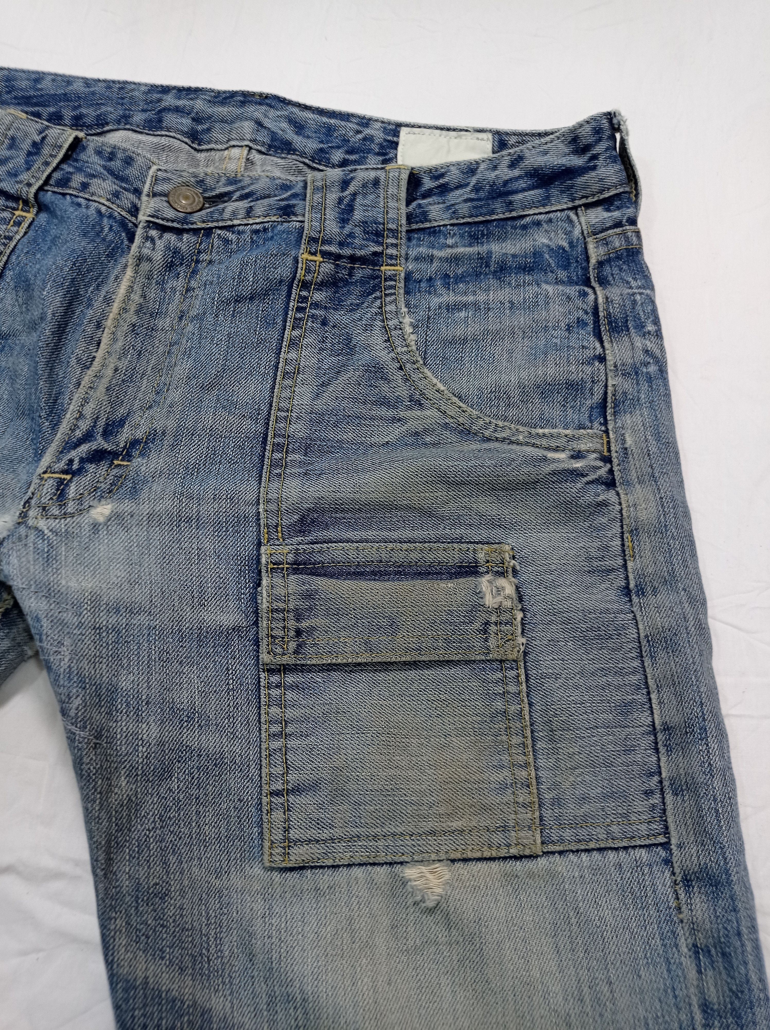 Japanese Brand Medio Quadro Flare Distressed Denim Bush Pants Size US 31 - 9 Thumbnail