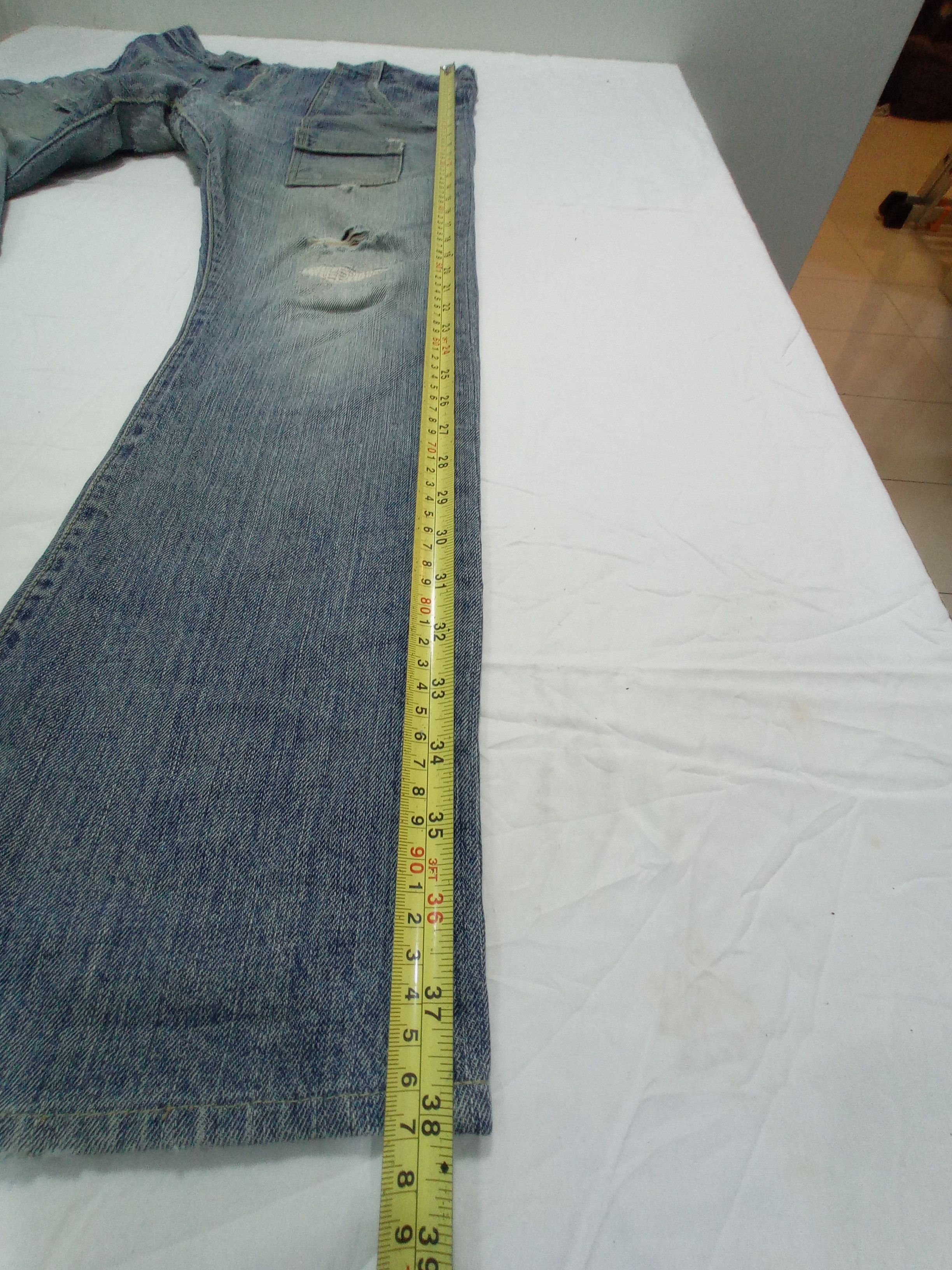 Japanese Brand Medio Quadro Flare Distressed Denim Bush Pants Size US 31 - 21 Thumbnail