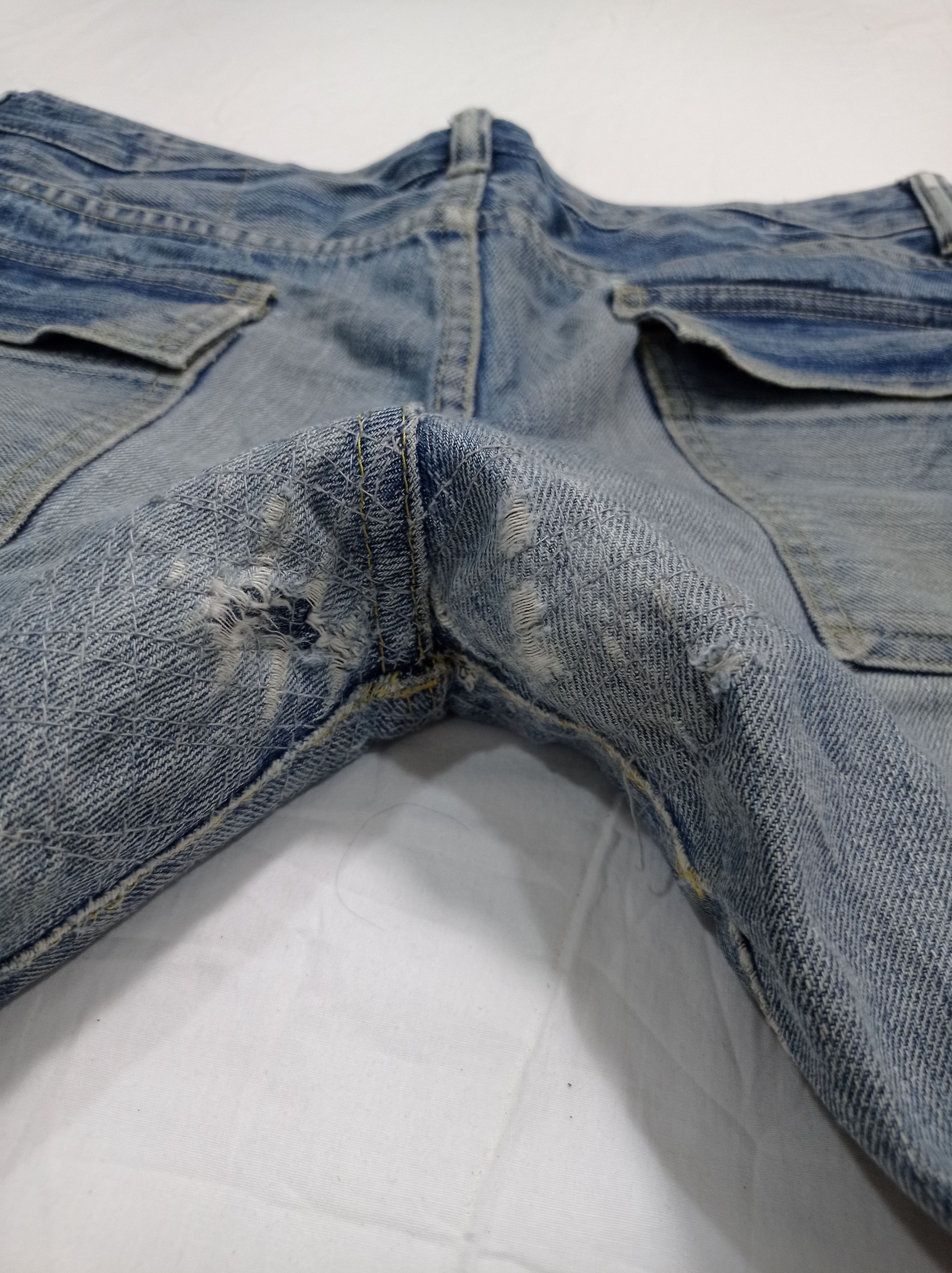 Japanese Brand Medio Quadro Flare Distressed Denim Bush Pants Size US 31 - 16 Thumbnail
