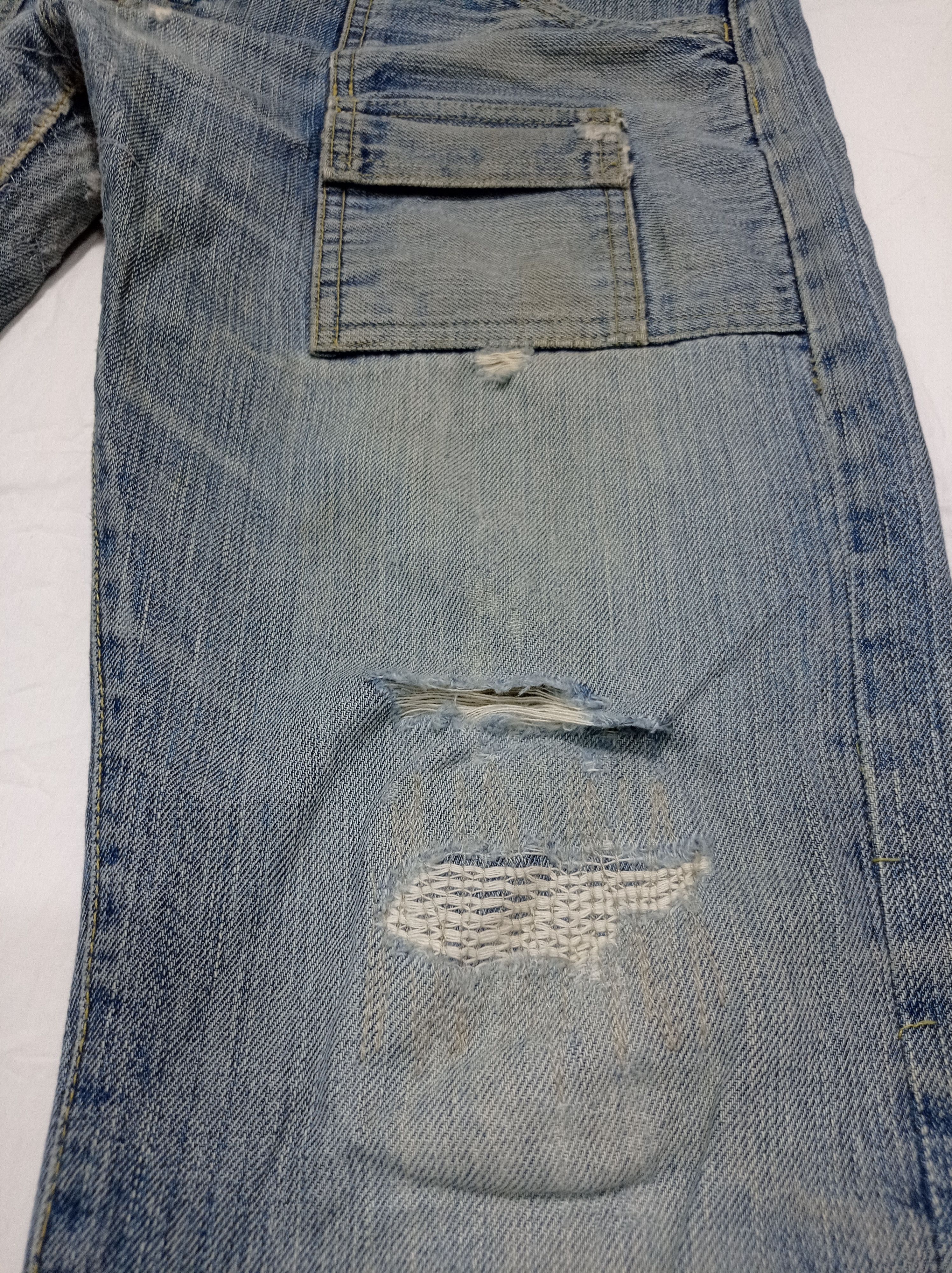 Japanese Brand Medio Quadro Flare Distressed Denim Bush Pants Size US 31 - 10 Thumbnail