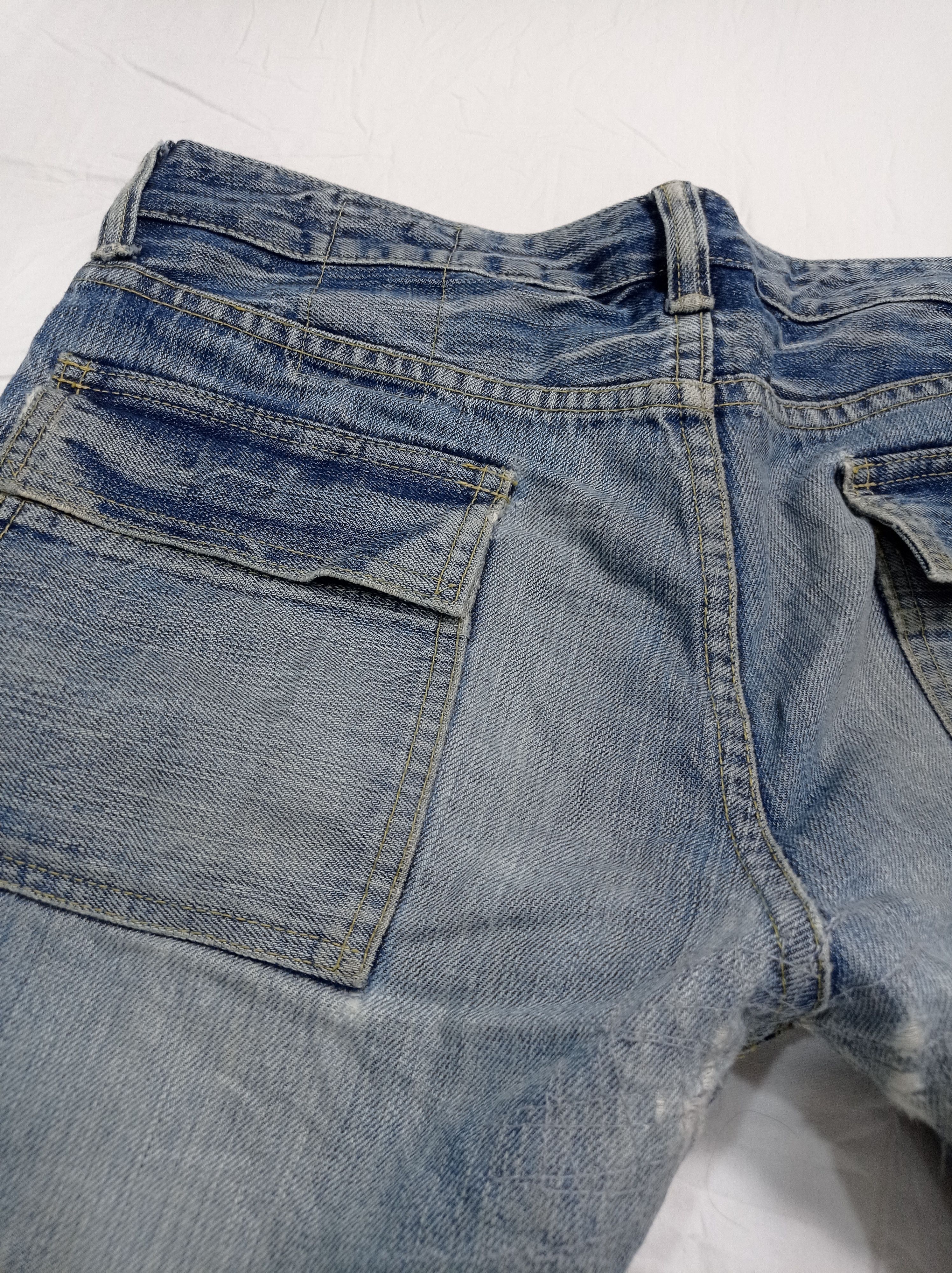 Japanese Brand Medio Quadro Flare Distressed Denim Bush Pants Size US 31 - 14 Thumbnail