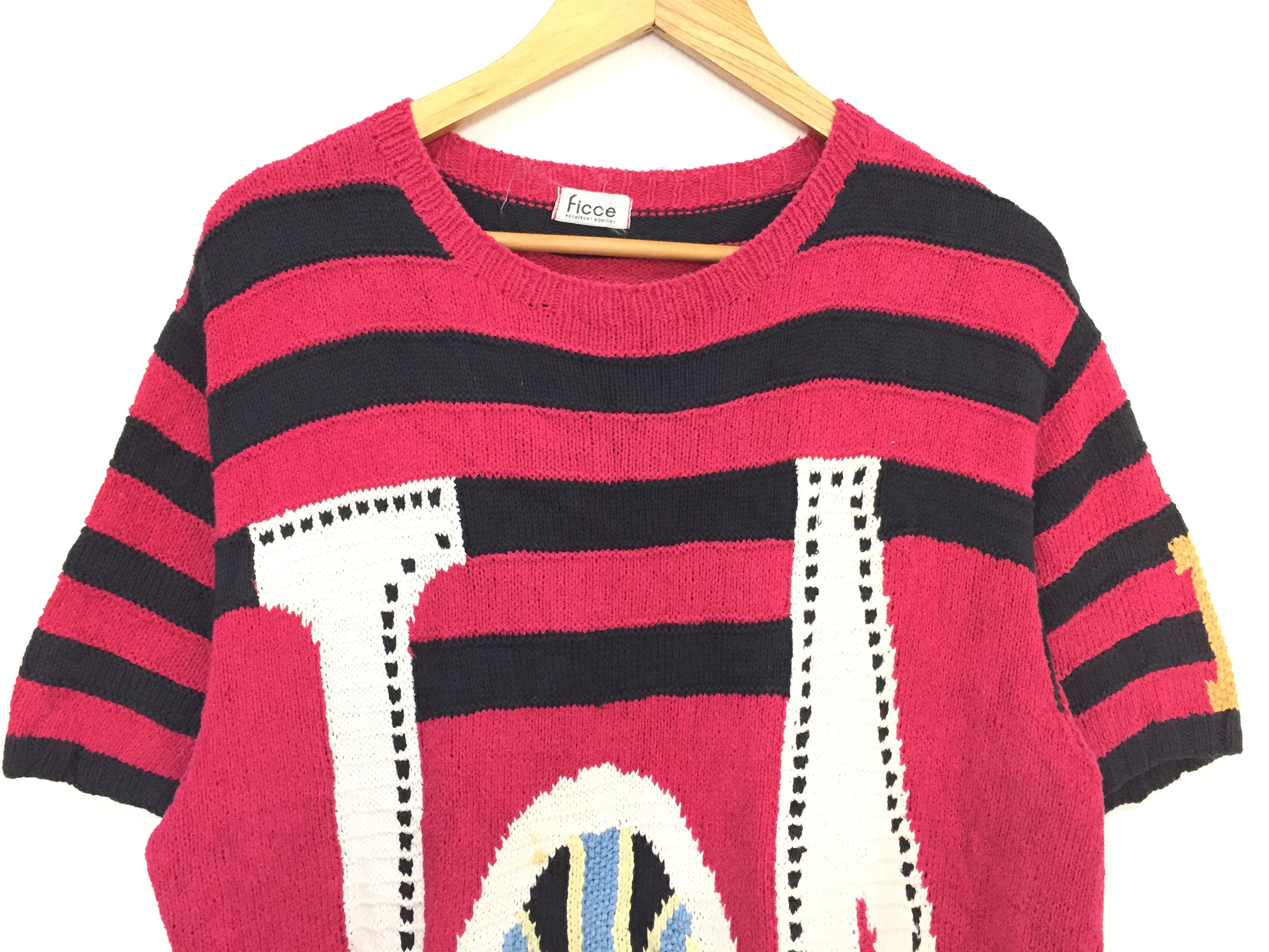 Yoshiyuki Konishi 80's FICCE Yoshiyuki Konishi intarsia Jacquard Paris knit Size US L / EU 52-54 / 3 - 6 Thumbnail