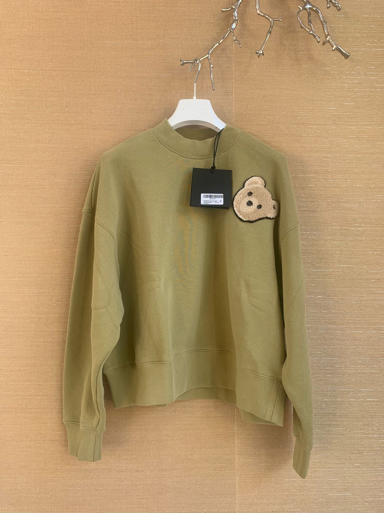 image of Palm Angels Kill Bear Sweater In Olive, Men's (Size XS)