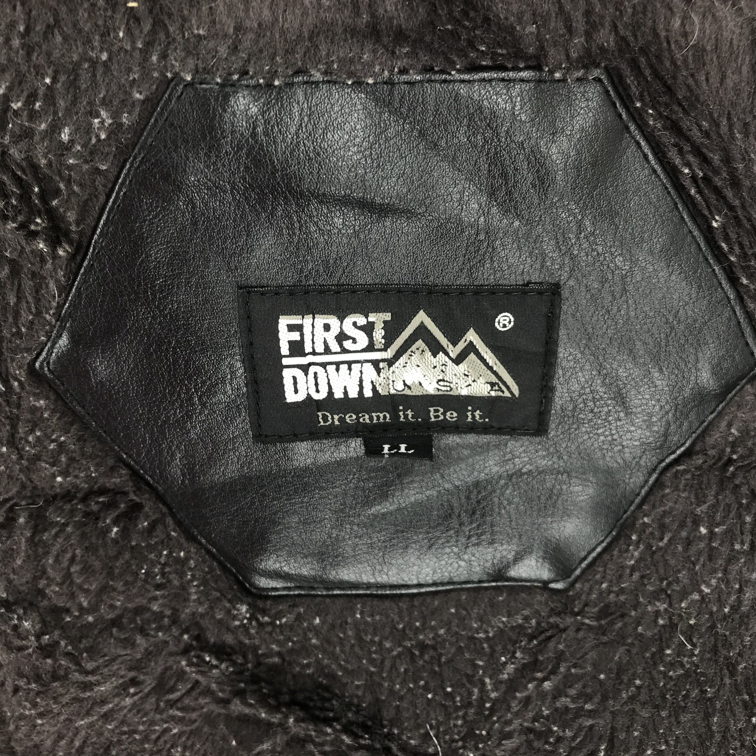 Vintage First Down USA Synthetic Leather Sherpa Jacket #2220-87 Size US L / EU 52-54 / 3 - 5 Thumbnail