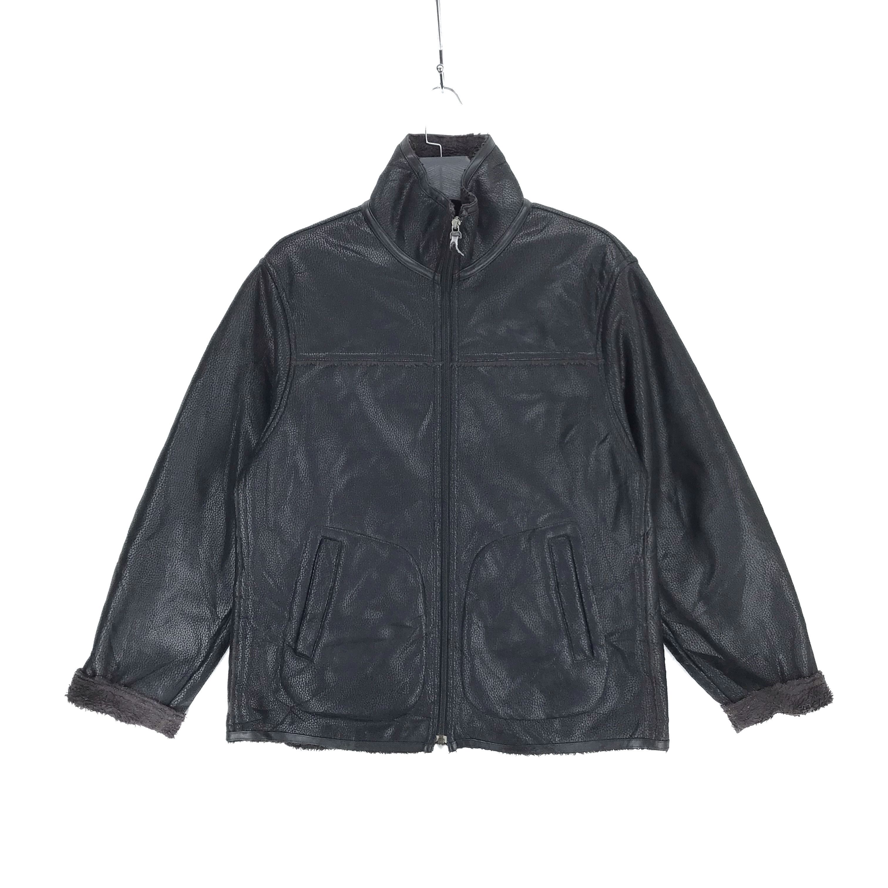 Vintage First Down USA Synthetic Leather Sherpa Jacket #2220-87 Size US L / EU 52-54 / 3 - 1 Thumbnail