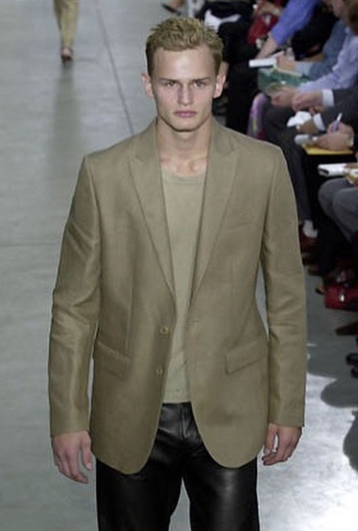 image of Ss2001 Helmut Lang Olive Stretchable Tee, Men's (Size Small)