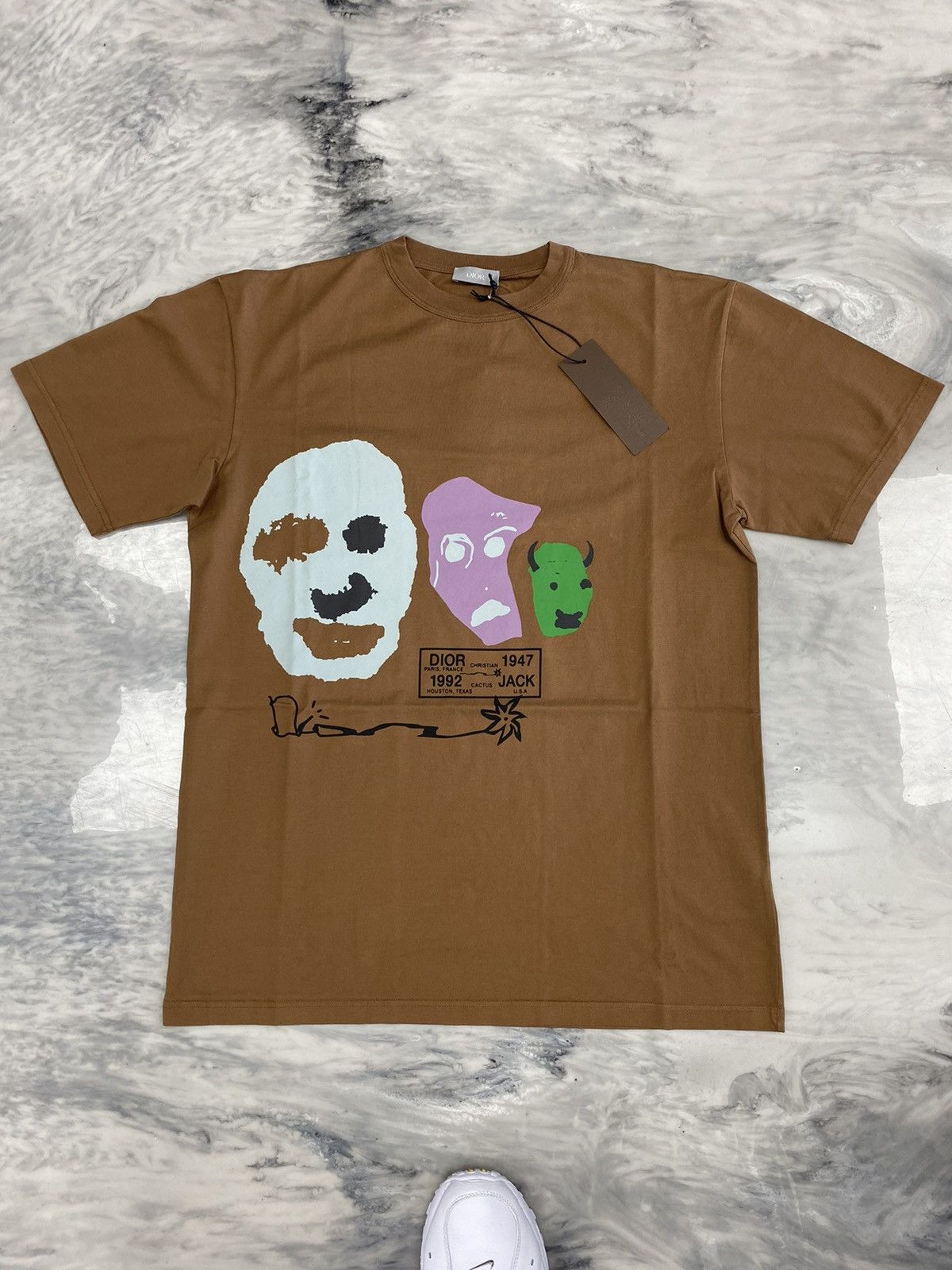 image of Dior Kim Jones X Travis Scott Cactus Jack Brown Skull Tee, Men's (Size Small)