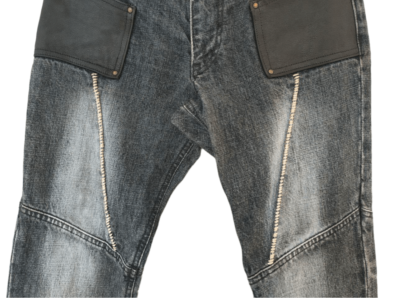 5351 POUR LES HOMMES ❎ 5351 Pour Les Leather Pocket Denim Size 29" - 3 Thumbnail