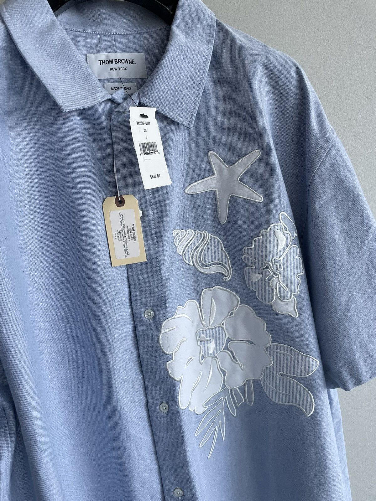 Thom Browne Rare Limited Runway TB Short Sleeve Ocean Appliqué Shirt Size US XXL / EU 58 / 5 - 14 Thumbnail