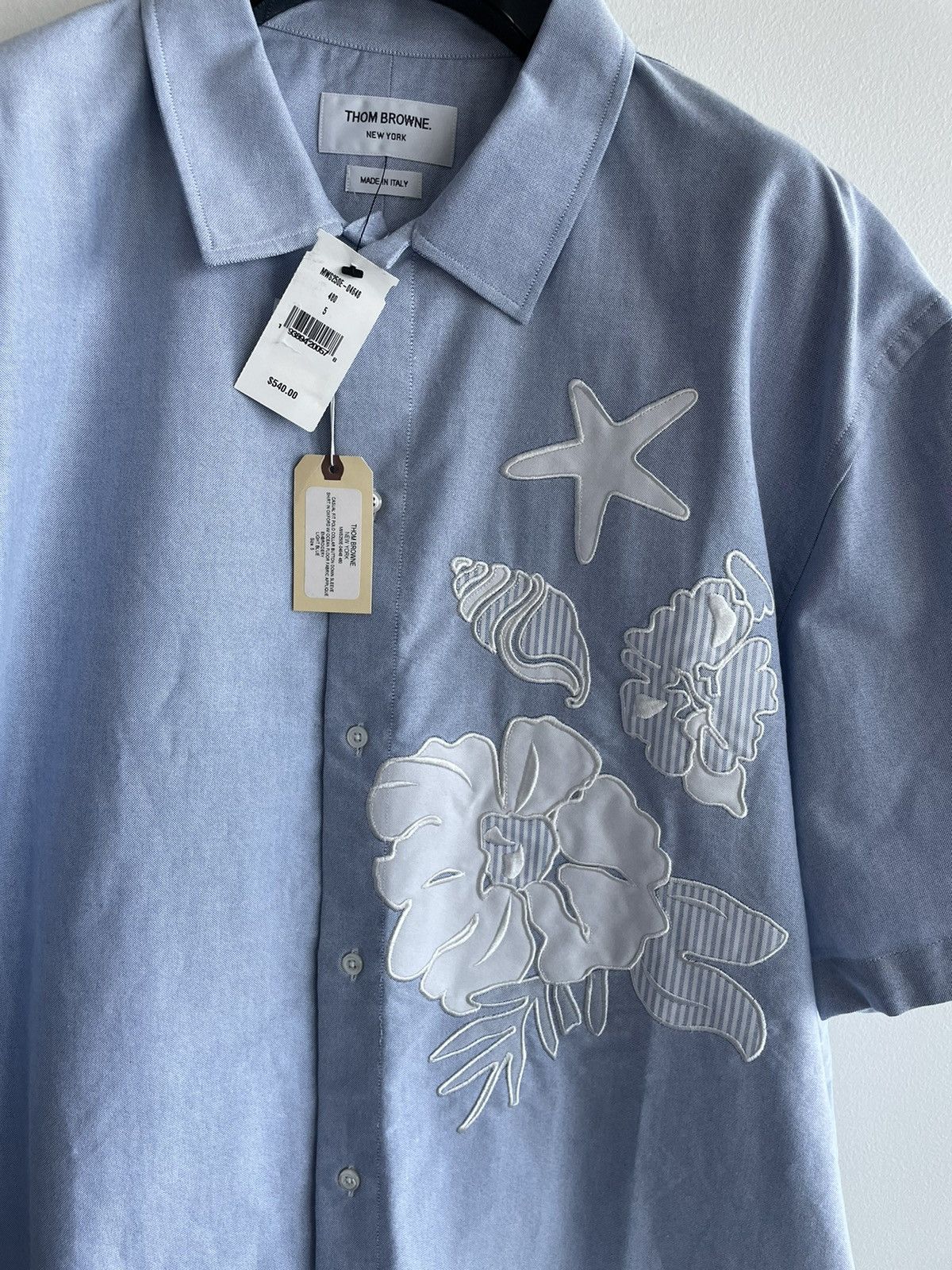 Thom Browne Rare Limited Runway TB Short Sleeve Ocean Appliqué Shirt Size US XXL / EU 58 / 5 - 3 Thumbnail
