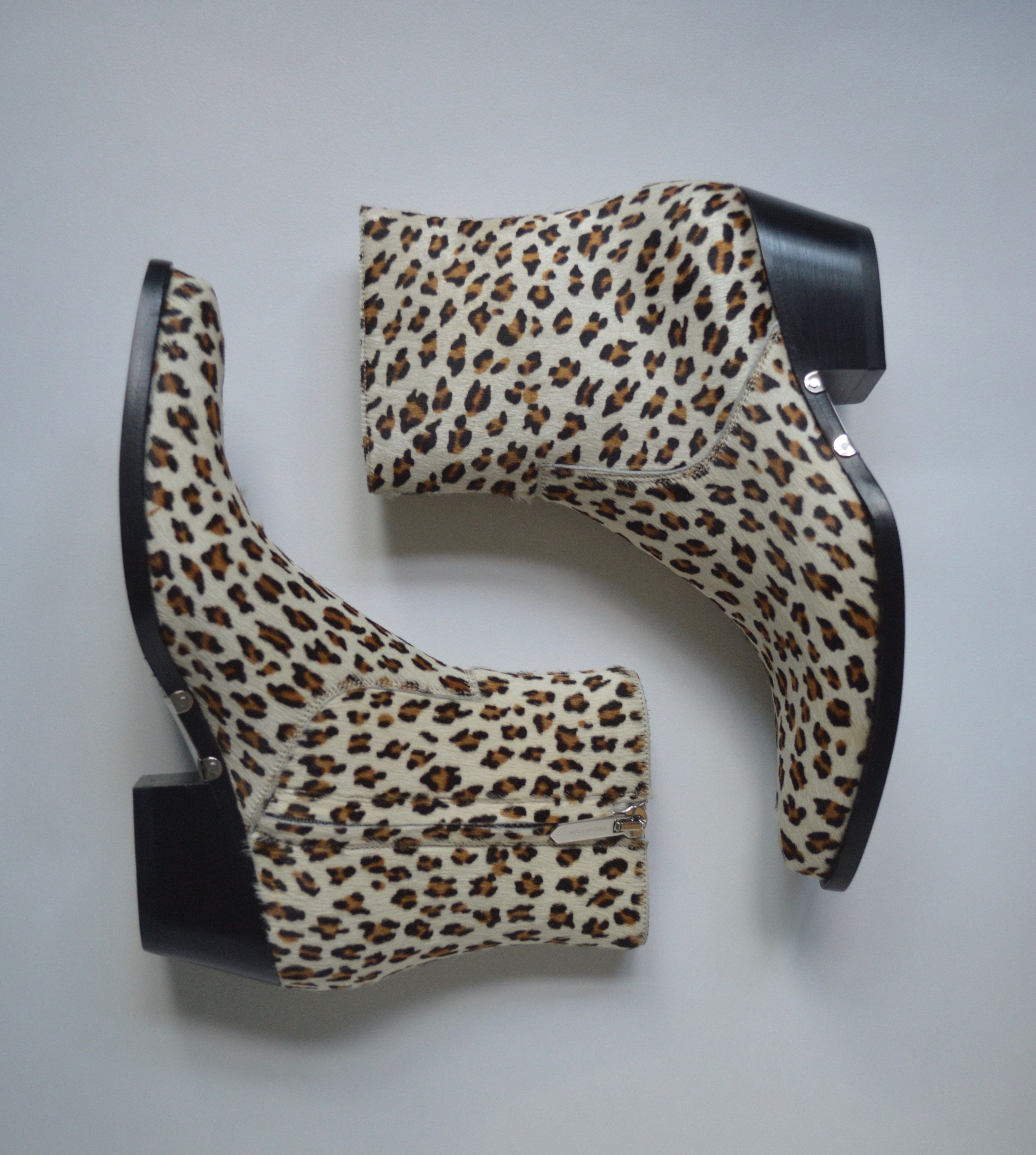 image of Calvin Klein 205W39Nyc x Raf Simons Tex C Biz Leopard Print Pony Hair Boots, Men's (Size 8)