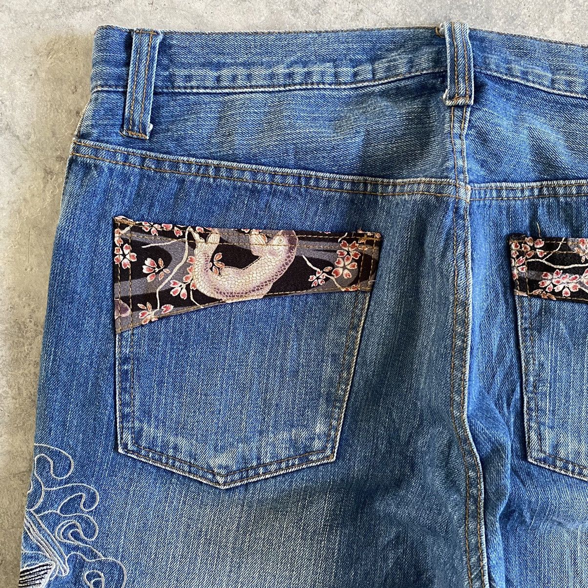 Japanese Brand Rovertry Japan Koi Fish Embroidered Sukajan Jeans Size US 35 - 18 Thumbnail