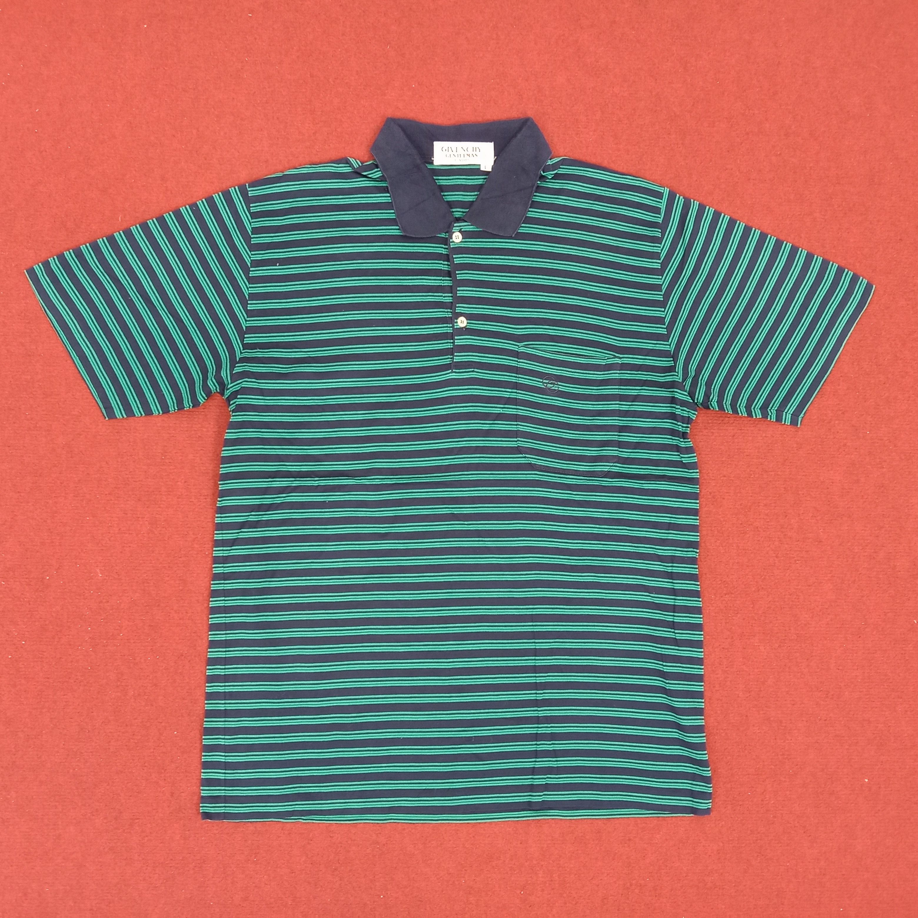 Givenchy × Vintage Givenchy Gentlemen Paris Pocket Stripes Design Collar Polos Size US L / EU 52-54 / 3 - 1 Thumbnail