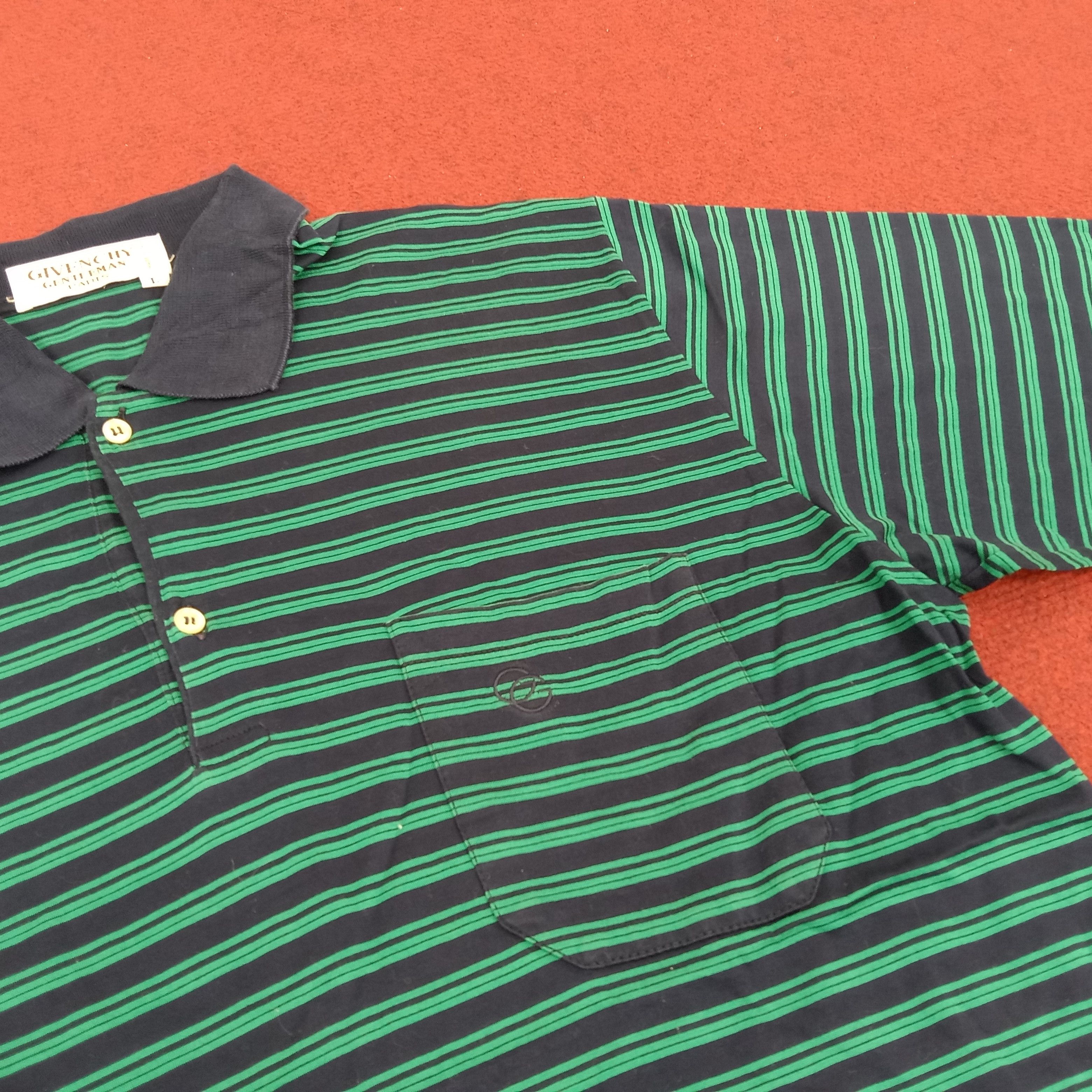 Givenchy × Vintage Givenchy Gentlemen Paris Pocket Stripes Design Collar Polos Size US L / EU 52-54 / 3 - 2 Thumbnail