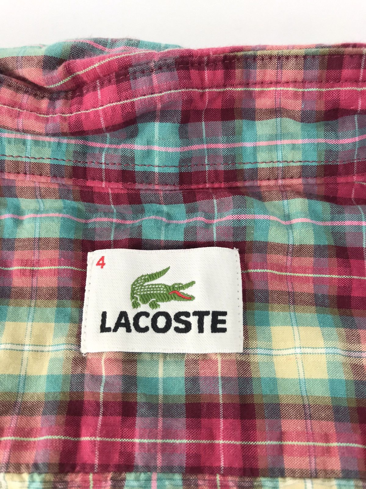 Lacoste × Vintage Lacoste Button Up Shirt Single Pocket Plaid Checked K134j Size US L / EU 52-54 / 3 - 6 Thumbnail