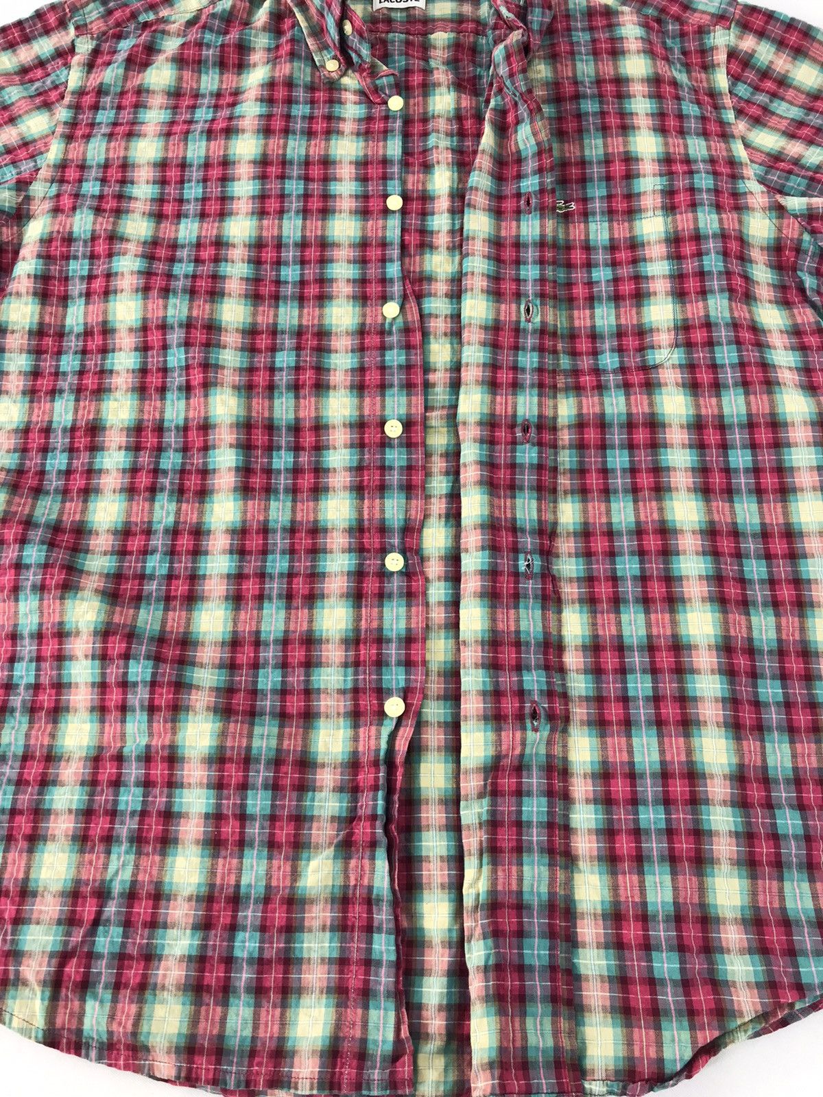 Lacoste × Vintage Lacoste Button Up Shirt Single Pocket Plaid Checked K134j Size US L / EU 52-54 / 3 - 4 Thumbnail