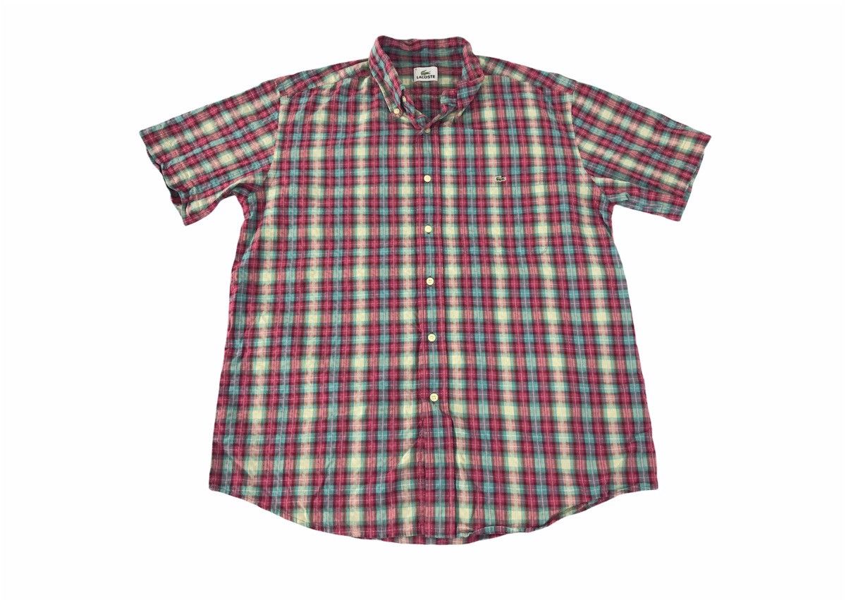 Lacoste Button Up Shirt Single Pocket Plaid Checked K134j