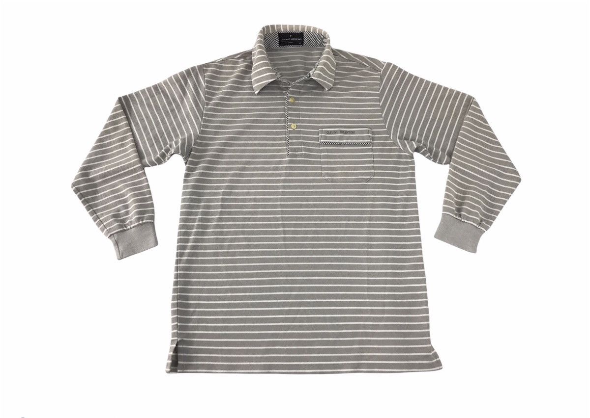 Designer × Valentino × Vintage Claudio Valentino Paris Polo Single Pocket Striped K143j Size US S / EU 44-46 / 1 - 1 Thumbnail