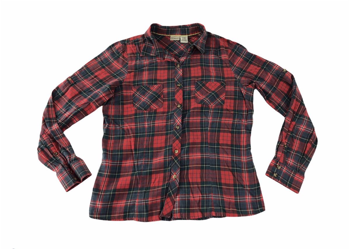 Flannel × L.L. Bean L.L Bean Shirt Double Pocket Plaid Checked K138j Size M / US 6-8 / IT 42-44 - 1 Thumbnail