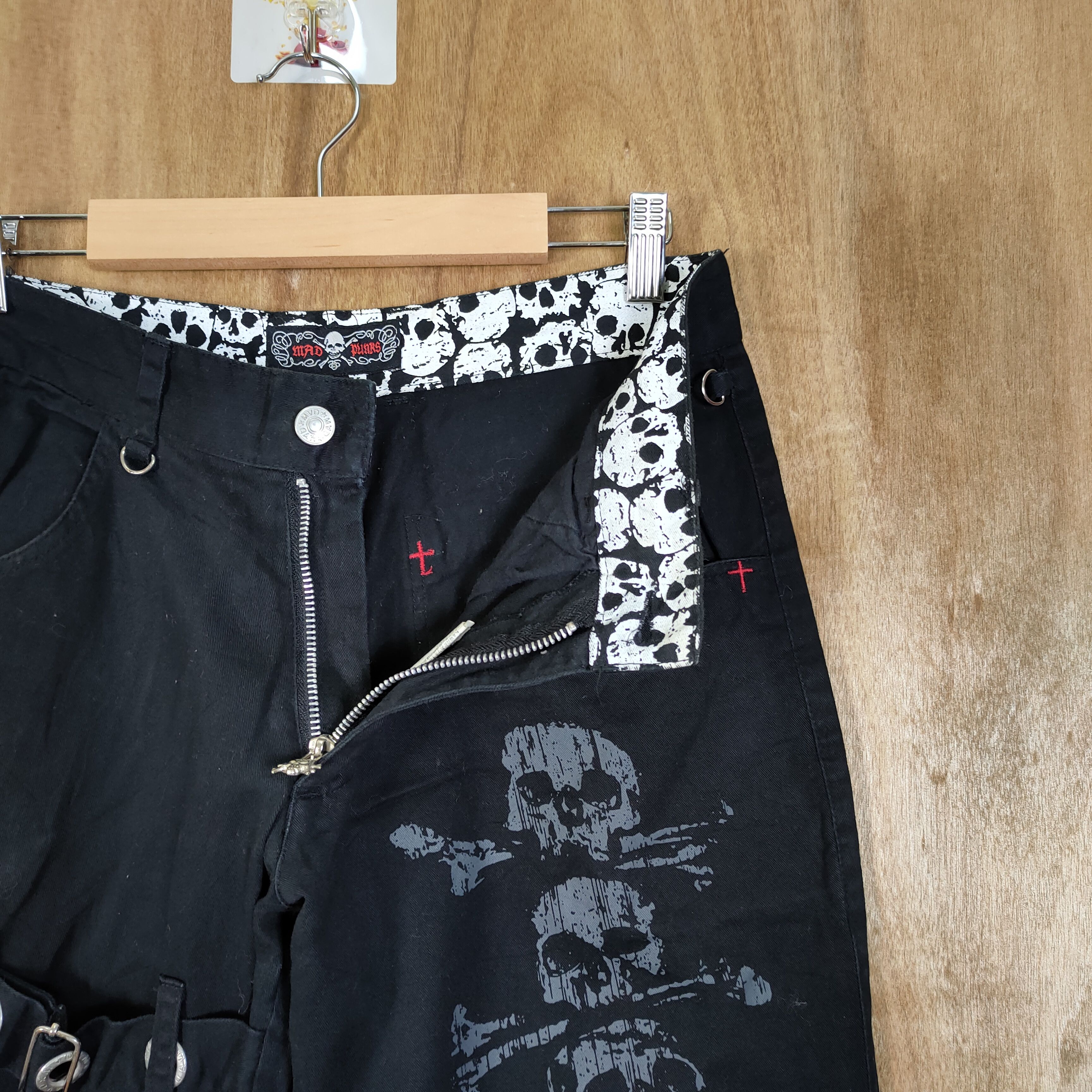 Japanese Brand MAD PUNK SKULL BONDAGE FLARE PANTS/ PARACHUTE PANTS Size US 28 / EU 44 - 5 Thumbnail